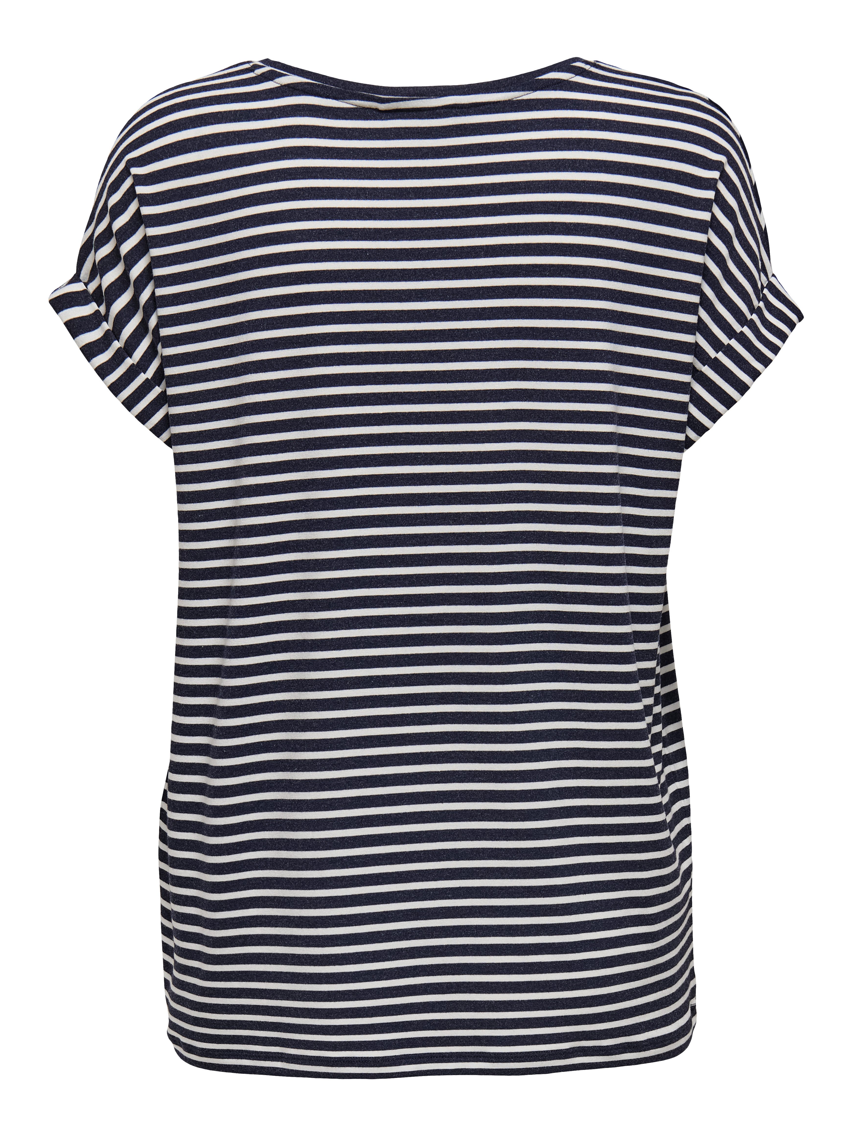 ONLY CARMAKOMA Kurzarmshirt CARMOSTER STRIPE S/S O-NECK TOP JRS NOOS Viskosemischung, regular fit