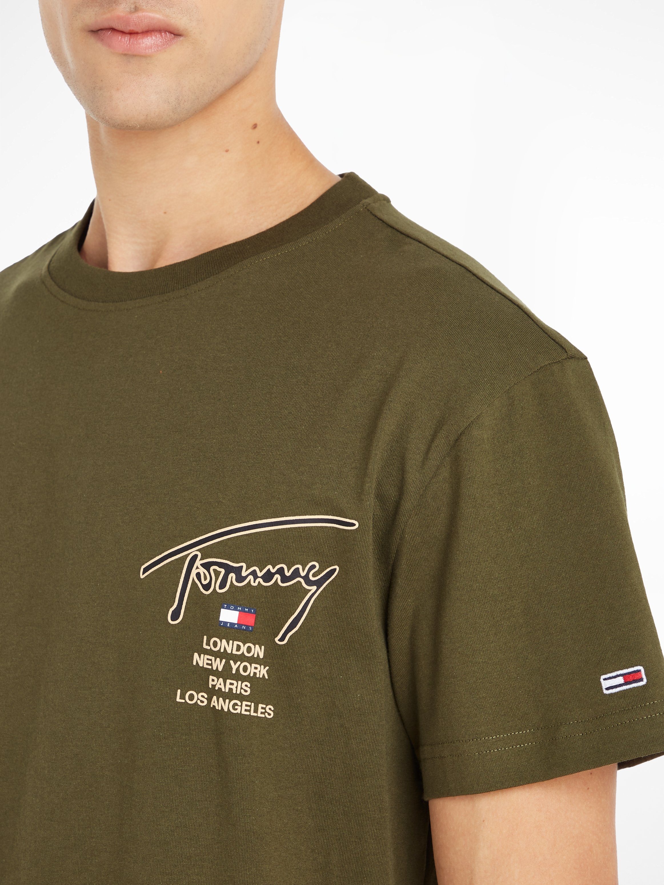 Tommy Jeans T-Shirt TJM CLSC Olive Green GOLD Drab TEE SIGNATURE BACK