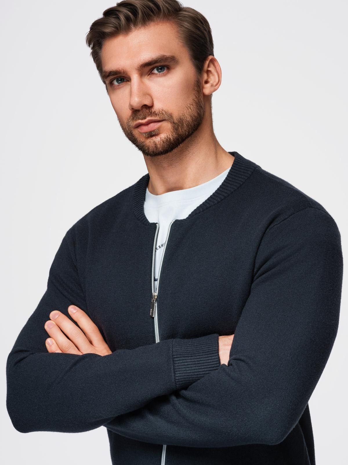 OMBRE Strickjacke Glatte Herrenstrickjacke mit Reißverschluss günstig online kaufen
