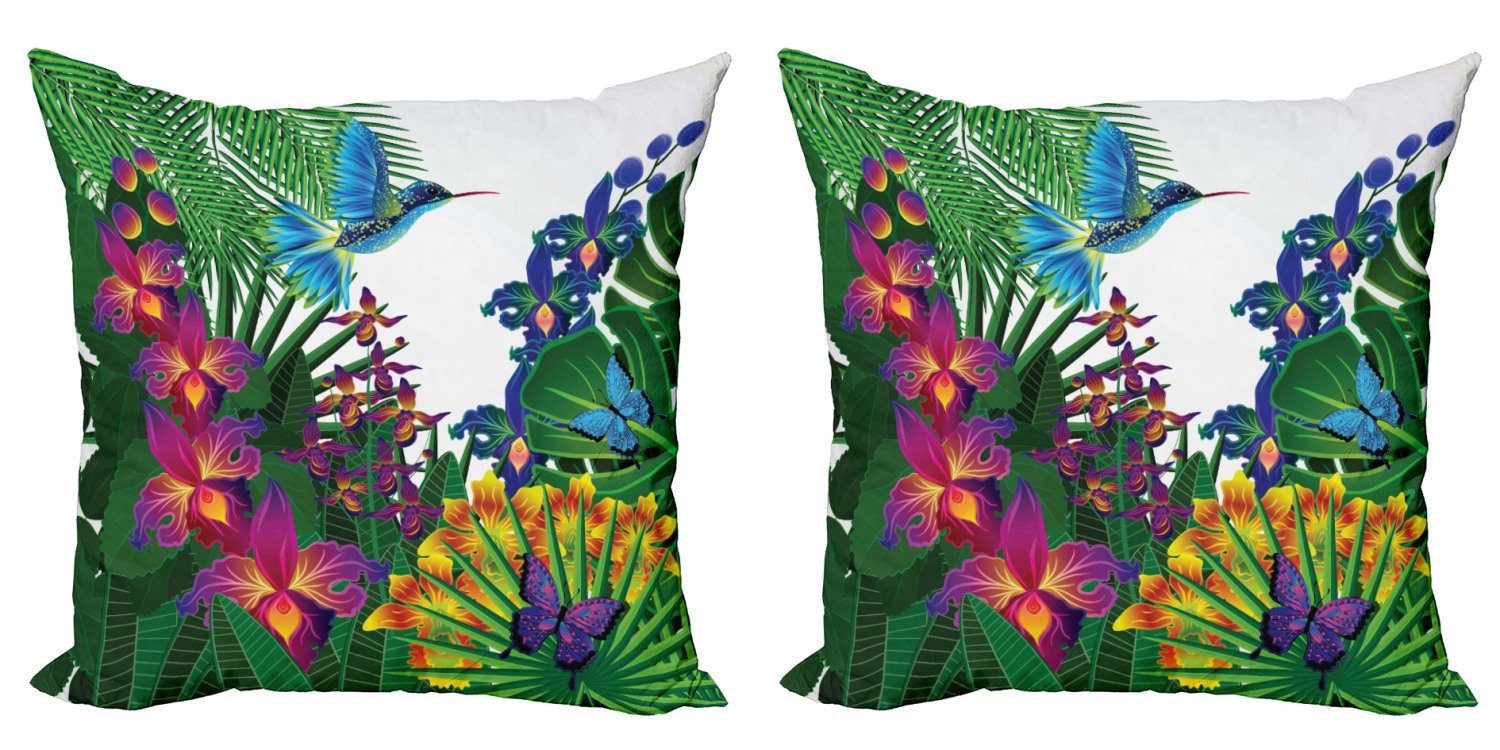 Kissenbezüge Modern Accent Doppelseitiger Digitaldruck, Abakuhaus (2 Stück), Orchideen Vibrant tropischen Dschungel