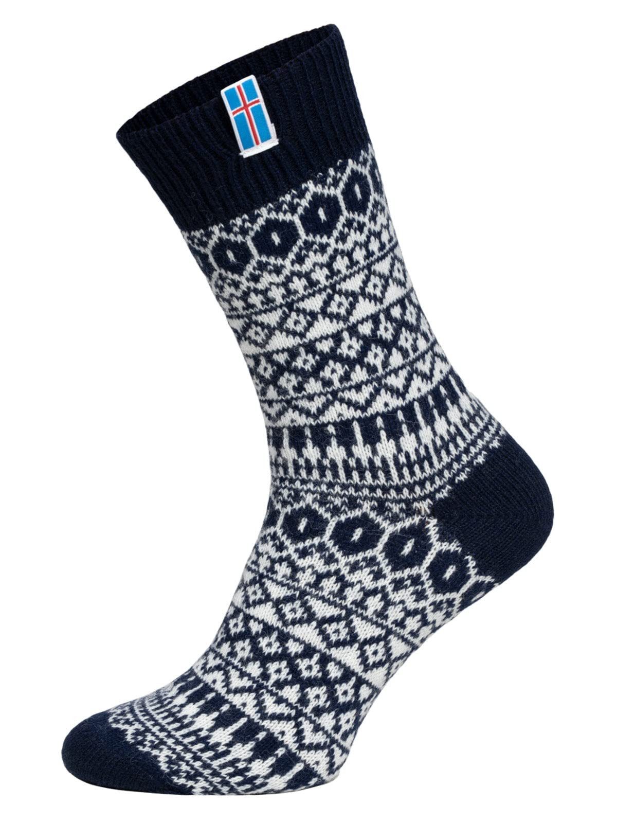 HomeOfSocks Norwegersocken 60% Wollsocken Island Flag Skandinavisches Design dünne strapazierfähige Socken mit 60% Wollanteil und Island Design