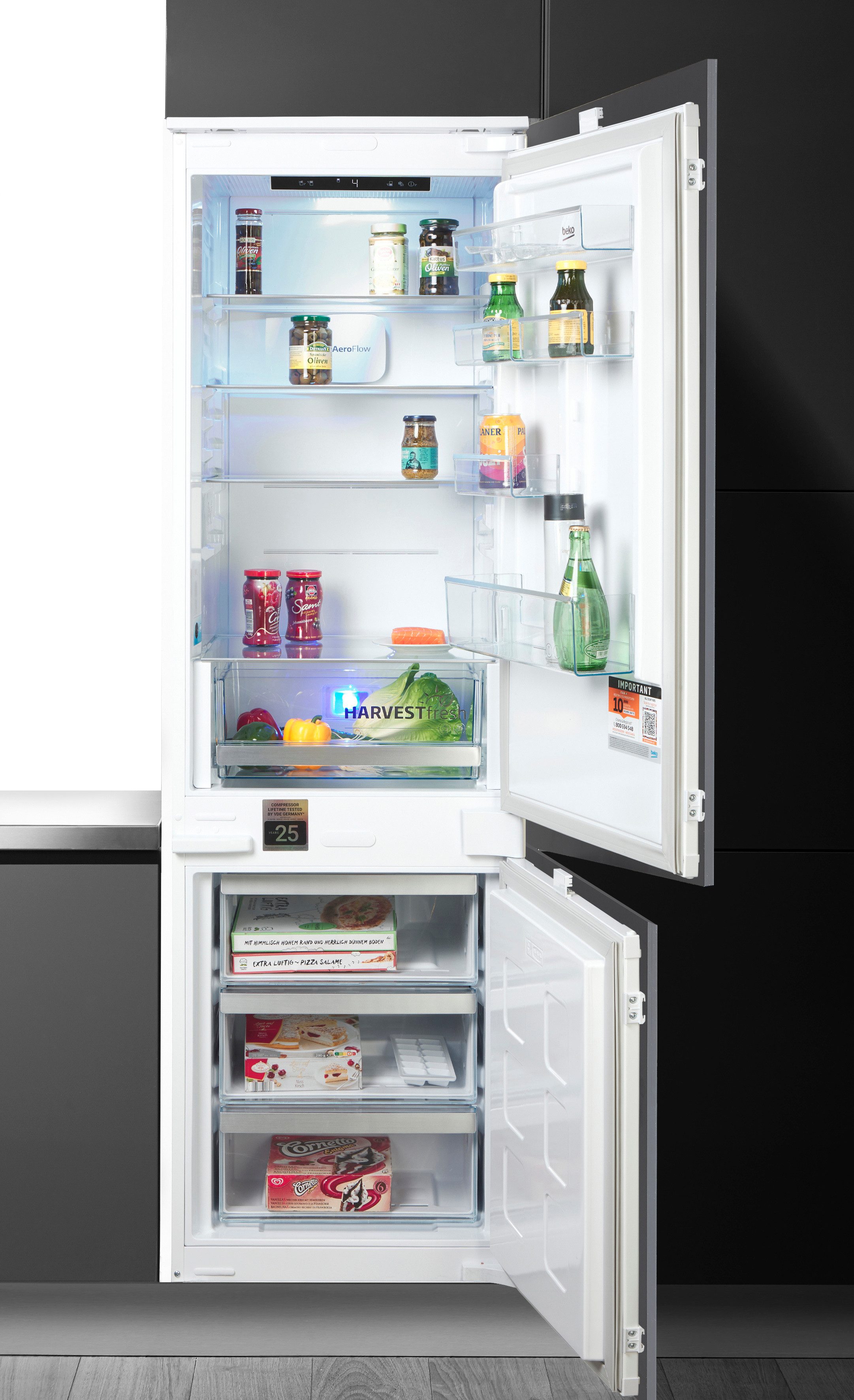 BEKO Einbaukühlgefrierkombination B5BCNA295HS, 177,5 cm hoch, 54 cm breit, HarvestFresh, NoFrost & ProSmart – Frische trifft Effizienz