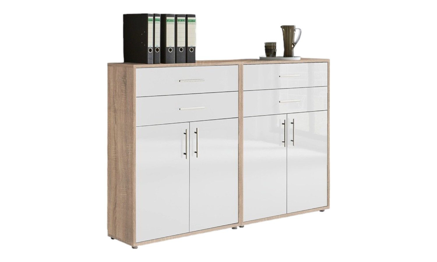 BMG Möbel Aktenschrank Office Edition (2er Set Schubkastenschrank) 168,8 x 113,6 x 33 cm, Made in Germany