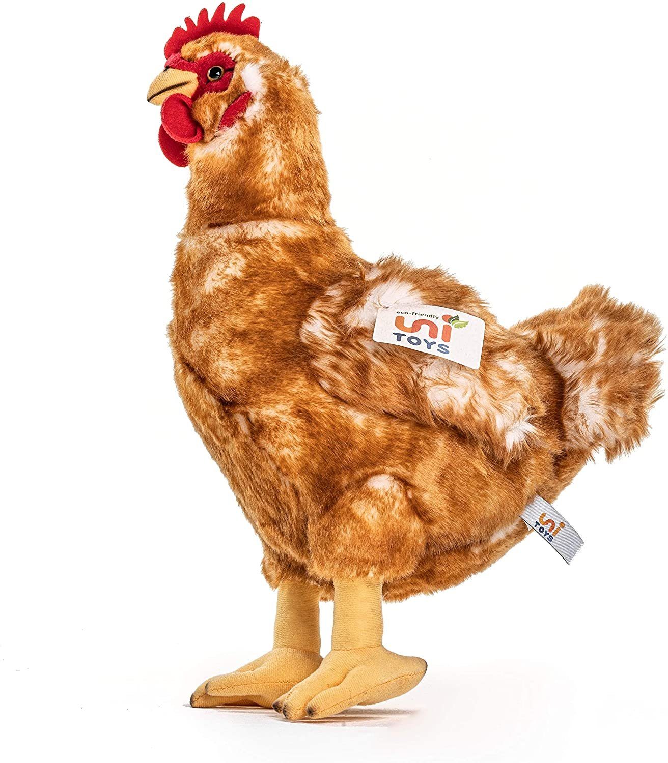 Uni-Toys Kuscheltier Henne braun - 37 cm (Höhe) - Plüsch-Huhn, Vogel - Plüschtier, zu 100 % recyceltes Füllmaterial | Kuscheltiere