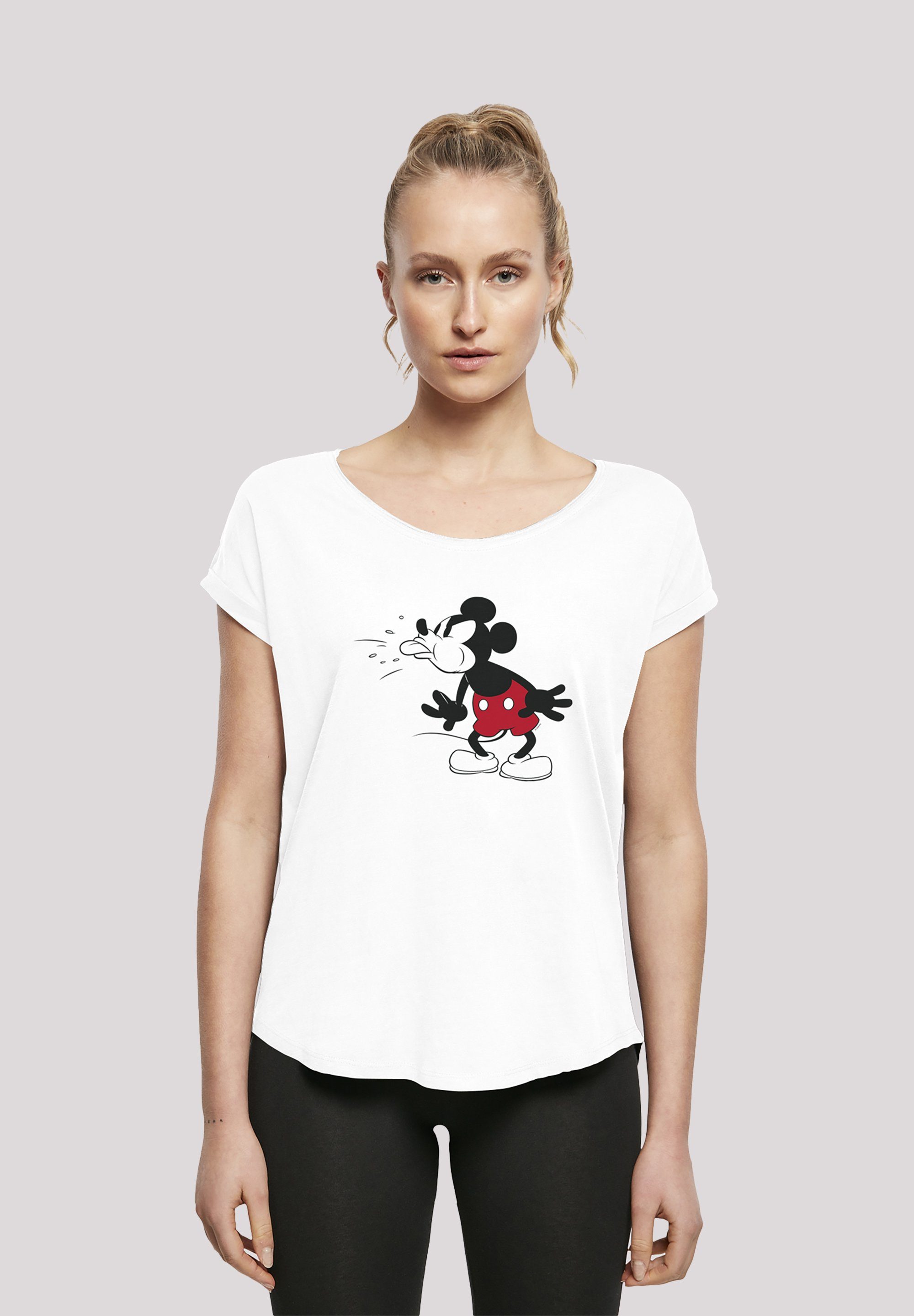 Disney T-Shirt T-Shirt Micky geschnittenes Hinten extra Tongue F4NT4STIC Maus Print, Damen lang