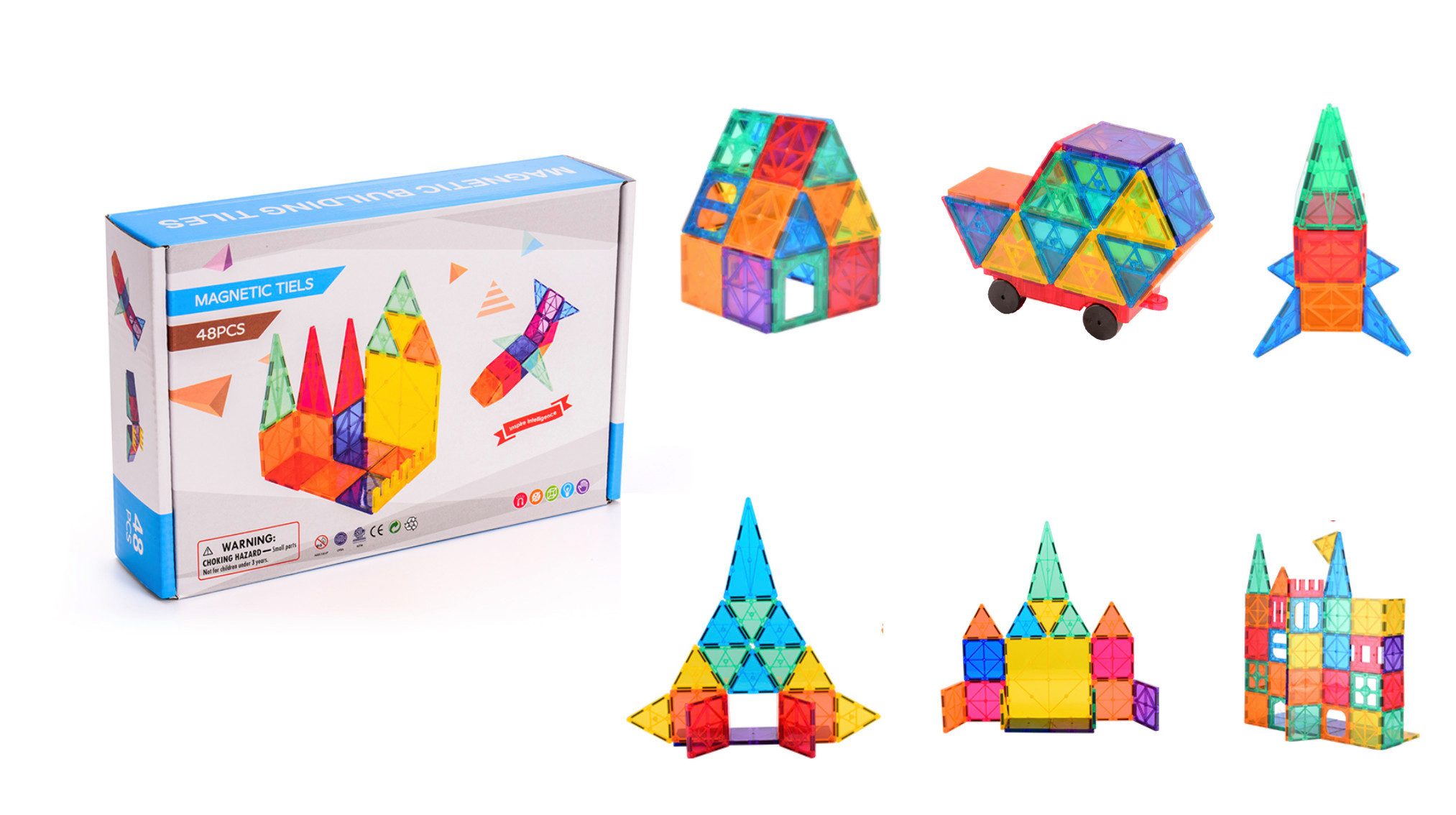 powertechnik-Germany Magnetische Bausteine 3D Magnetspiele Bauklötze 48/64t günstig online kaufen