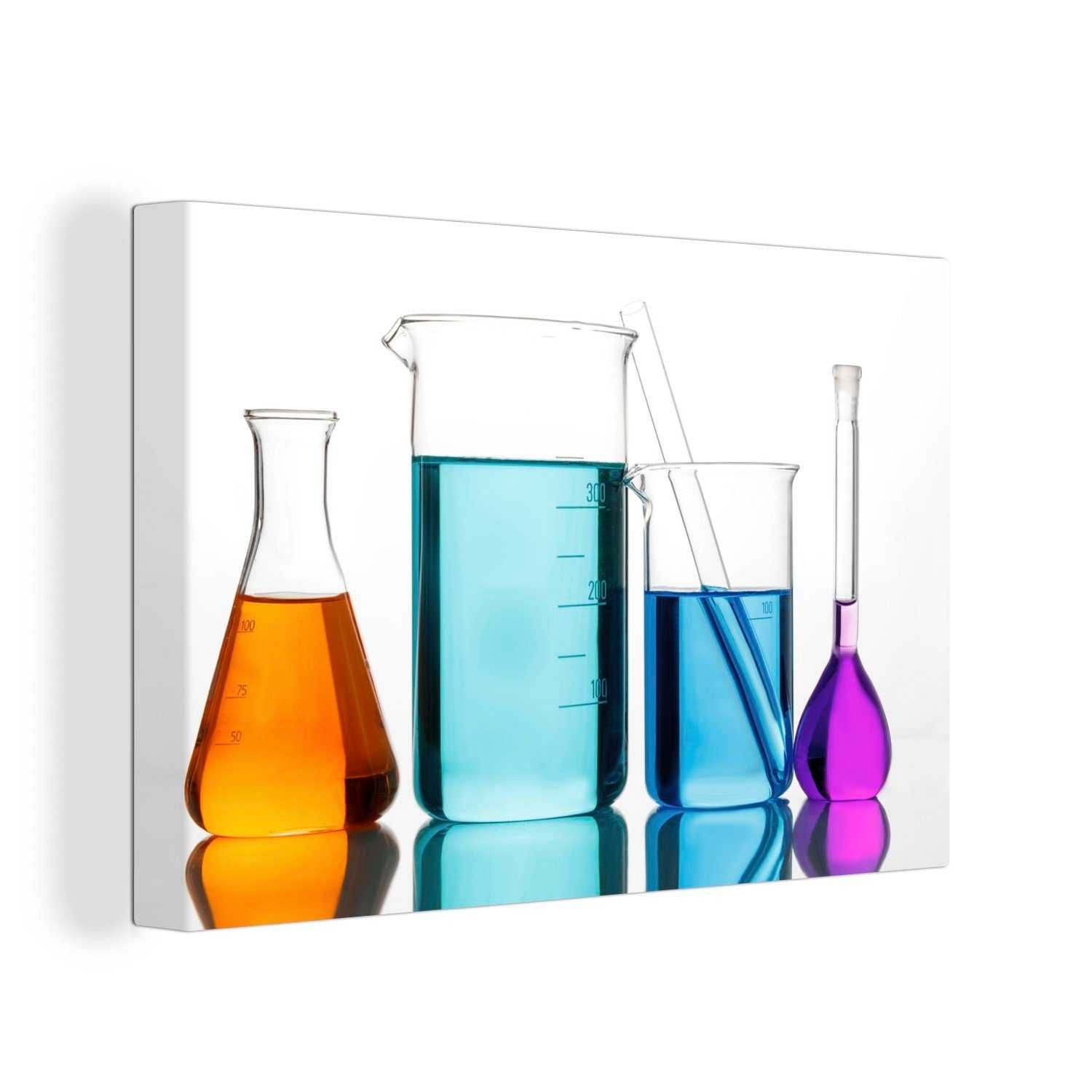 OneMillionCanvasses® Leinwandbild Verschiedene Laborglaswaren, (1 St), Wandbild Leinwandbilder, Aufhängefertig, Wanddeko, 30x20 cm