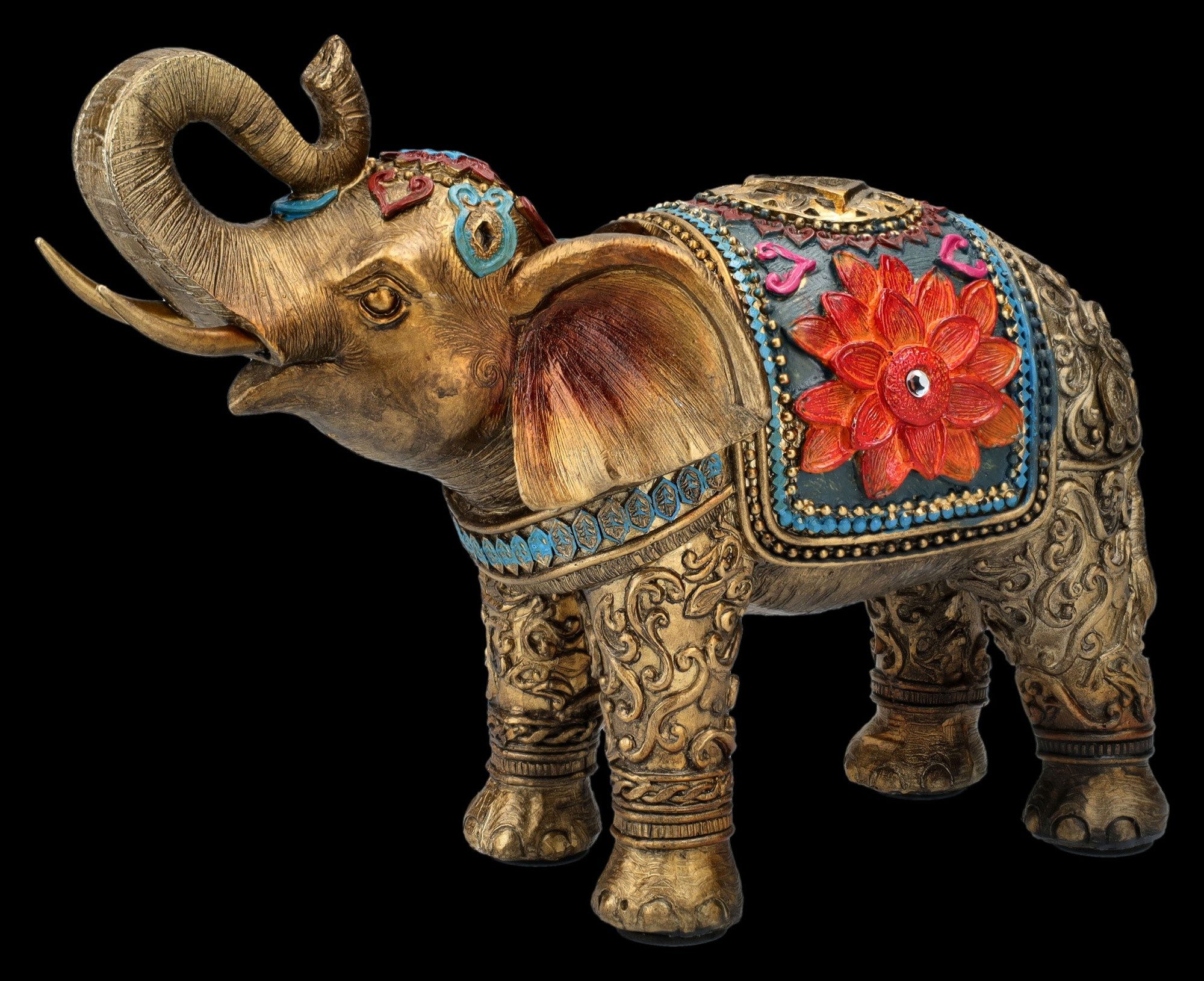 Figuren Shop GmbH Tierfigur Elefantenfigur - Indisch bunt verziert - Elefan günstig online kaufen