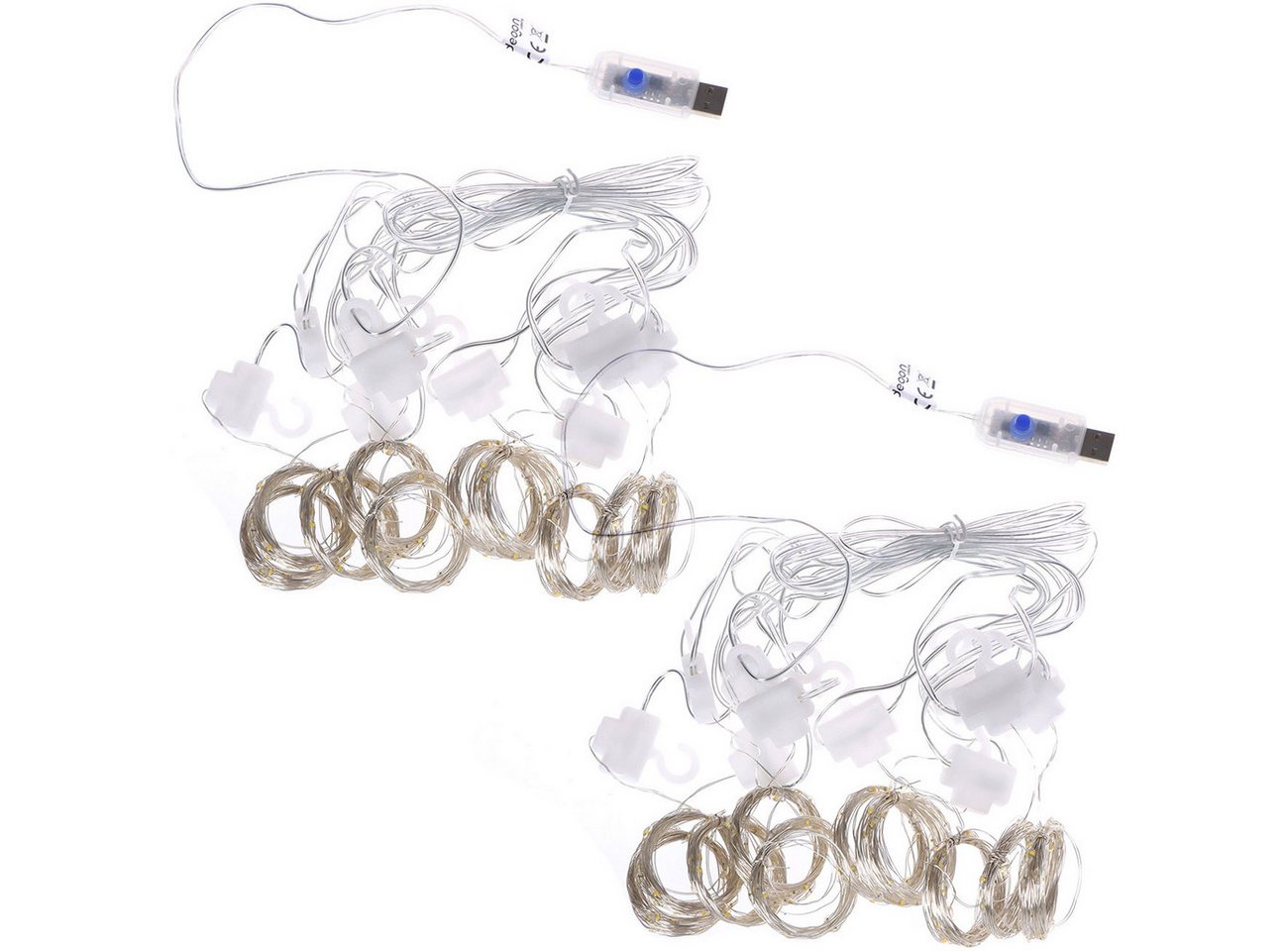 shop'n smile ideoon LED-Lichtervorhang LED Lichtervorhang 3W warmweiß 200 LEDs dimmbar 3x3m, 8 Lichtmodi & Timer, Per Fernbedienung dimmbar, Kürzbar