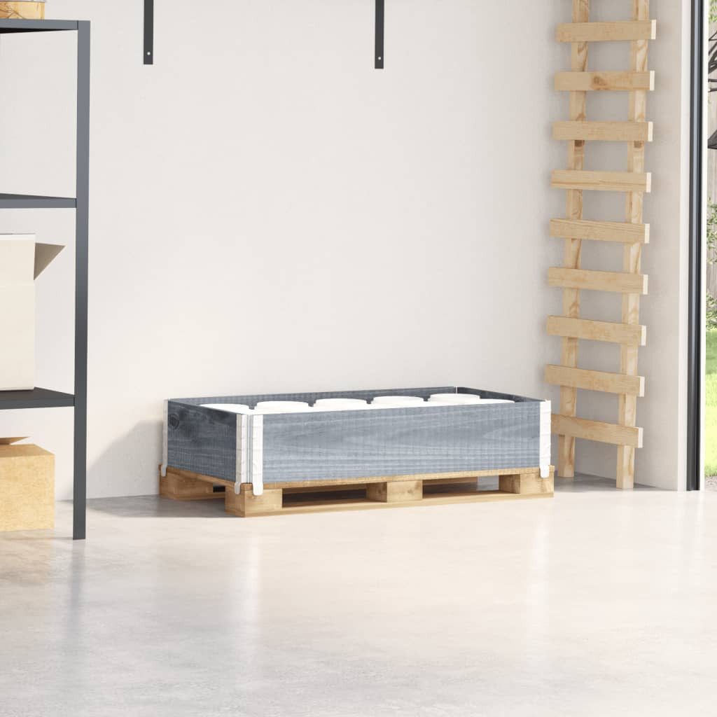 vidaXL Palettenbett Paletten-Aufsatzrahmen Grau 100x50 cm Massivholz Kiefer (1-tlg)