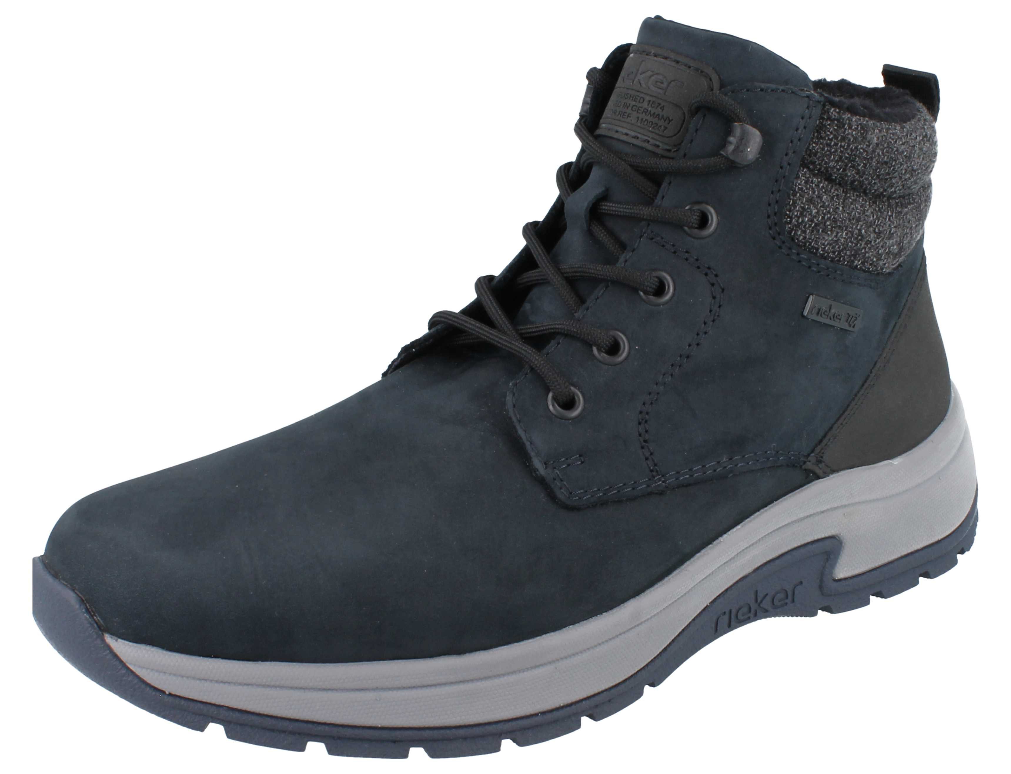 RIEKER Herren Schnürstiefel blau Rauleder - Größe: 44 Winterstiefel