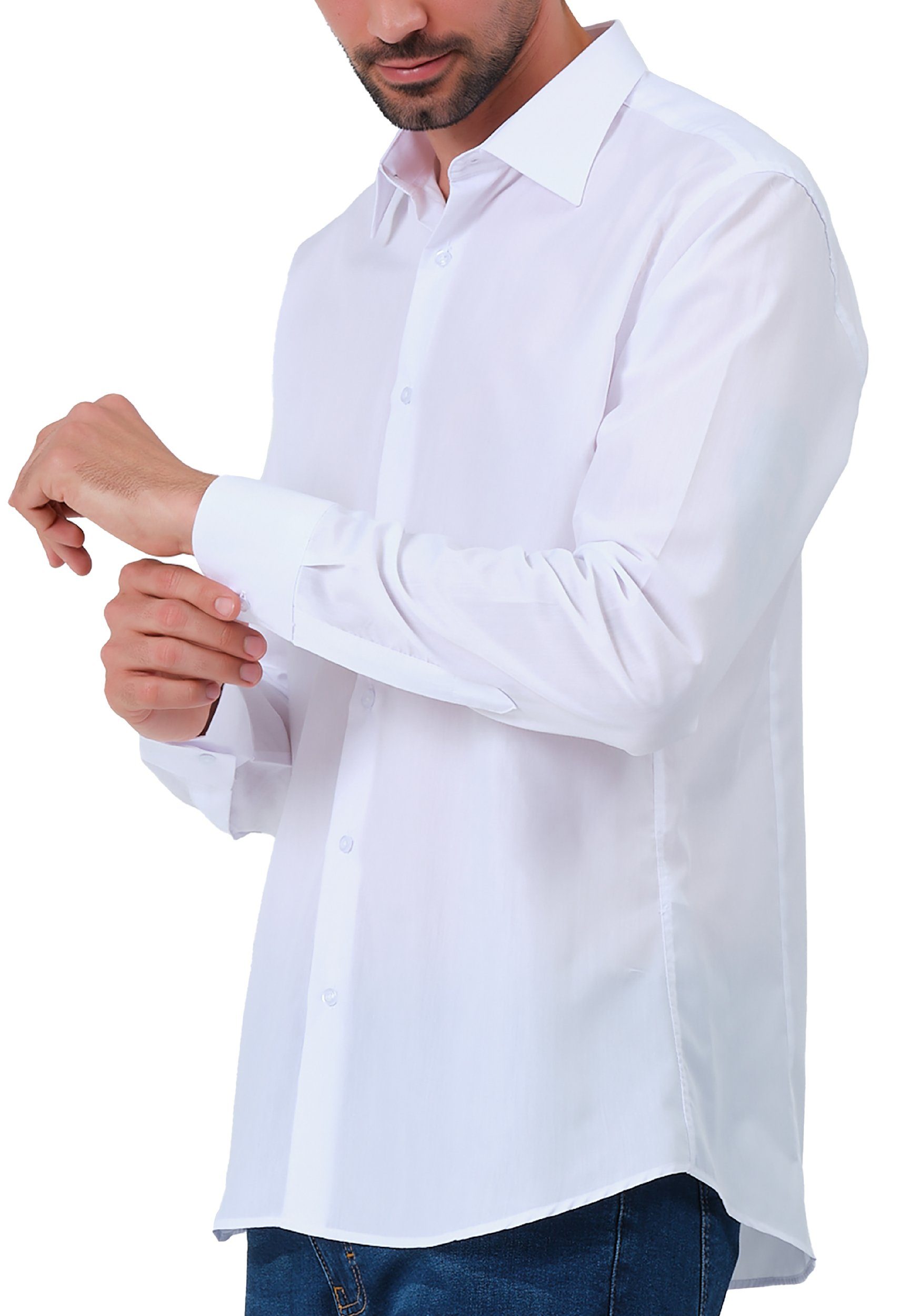 JEEL Langarmhemd Herren Hemd Langarm (1-tlg) Slim Fit – Bild 4 von 5