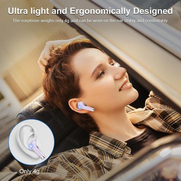 POMUIC Kabellos Bluetooth 5.3 mit 4 ENC Noise Cancelling Mic In-Ear-Kopfhörer (Lange Akkulaufzeit und robustes Design für den anspruchsvollen Alltagseinsatz, 40H Spielzeit mit LED IP7 Wasserdicht in Ear Ohrhörer fürArbeitStudium)