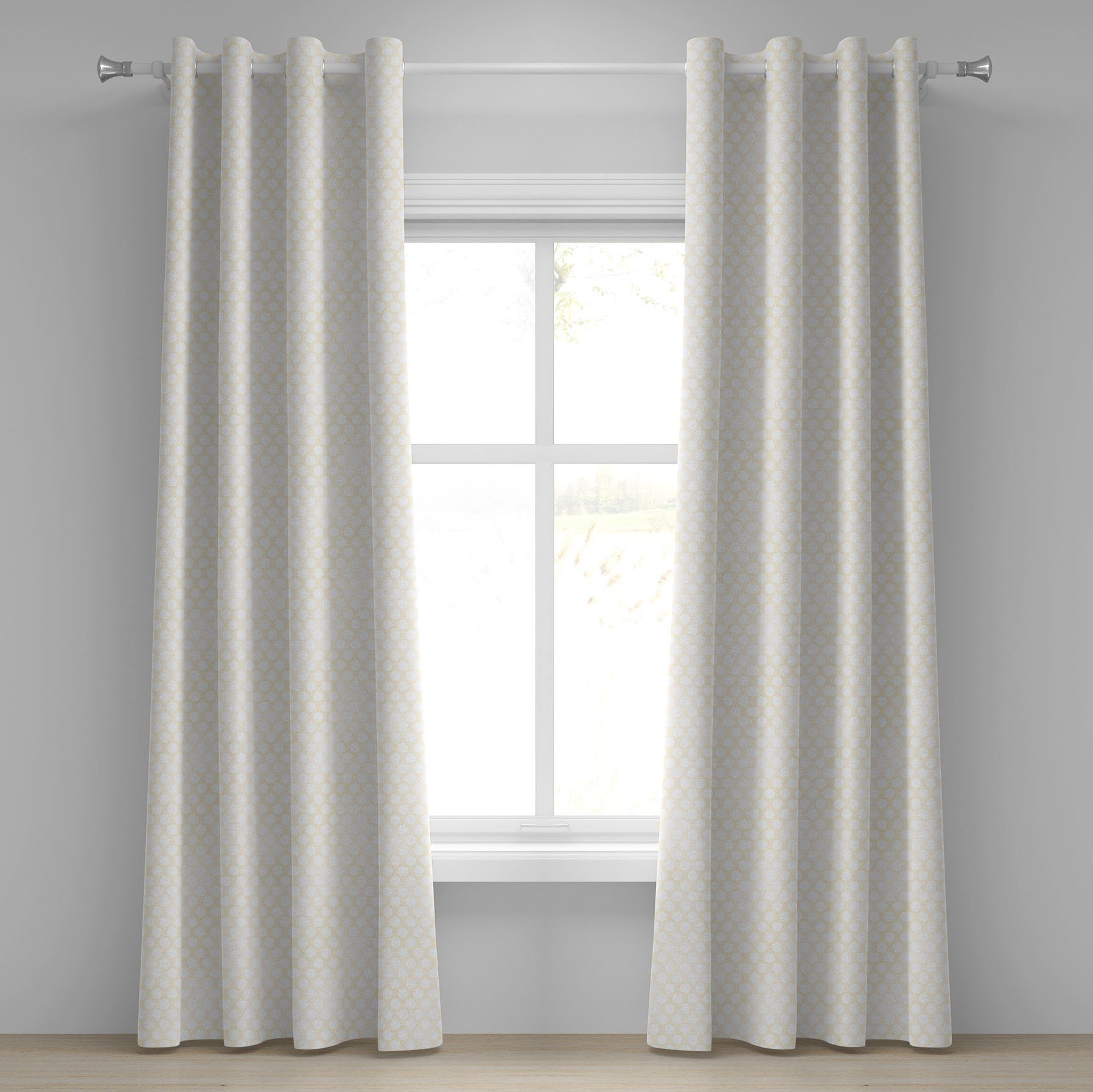 Gardine Dekorative 2-Panel-Fenstervorhänge für Schlafzimmer Wohnzimmer, Abakuhaus, Elfenbein Große Tupfen-Kreise | Fertiggardinen