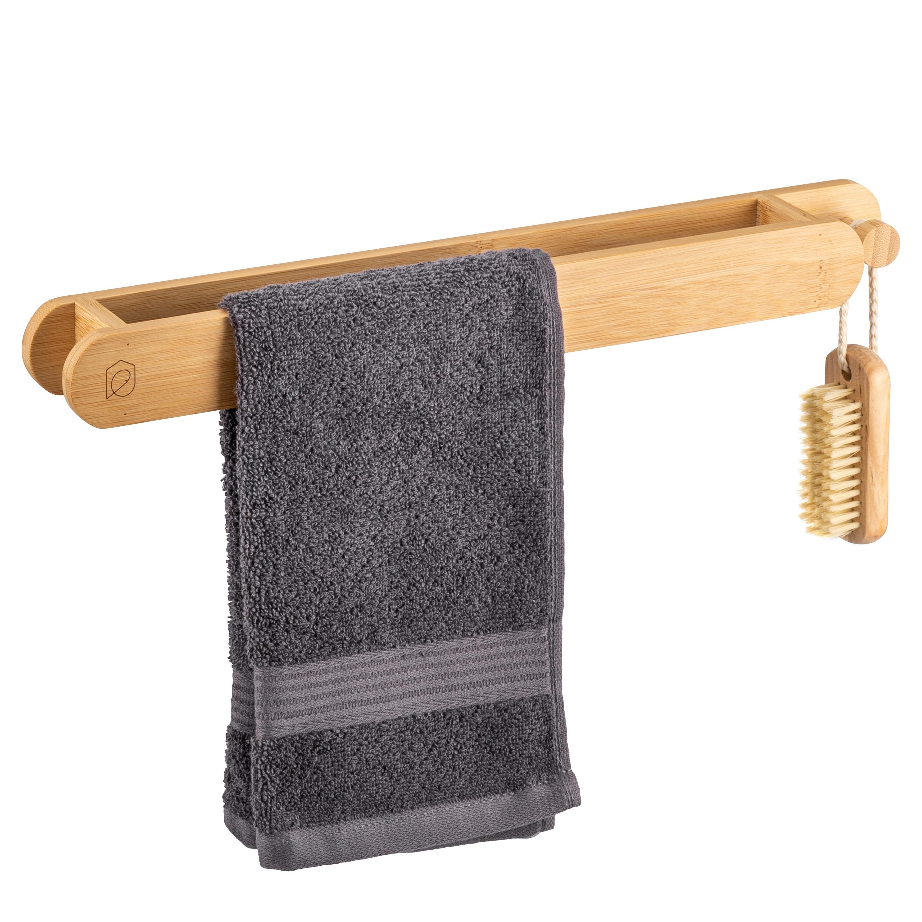 eluno Handtuchstange Küchentuchhalter mit extra Haken aus Bambus