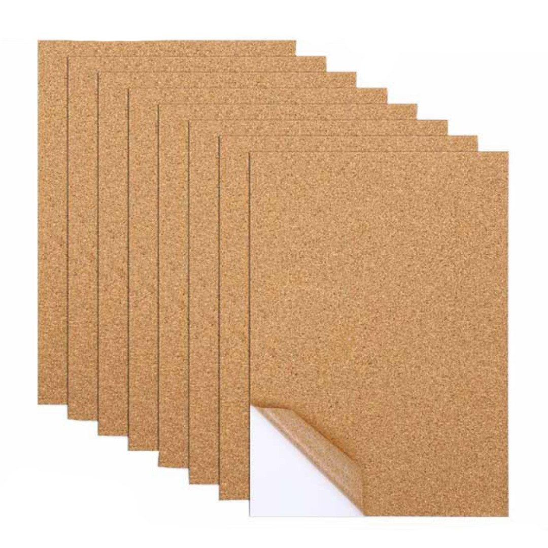 FOUORTUNATE-BEE Pinnwand 8× Selbstklebende Korkplatten 30×21 cm, 2 mm für Wand & DIY, Korktafeln rechteckig zum Zuschneiden für Deko & Pinnwand