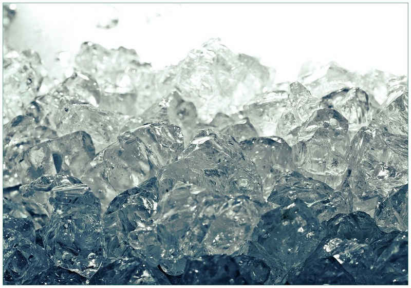 Wallario Vliestapete Leuchtendes Eis in blau-grau, Seidenmatte Oberfläche, hochwertiger Digitaldruck, in verschiedenen Größen erhältlich