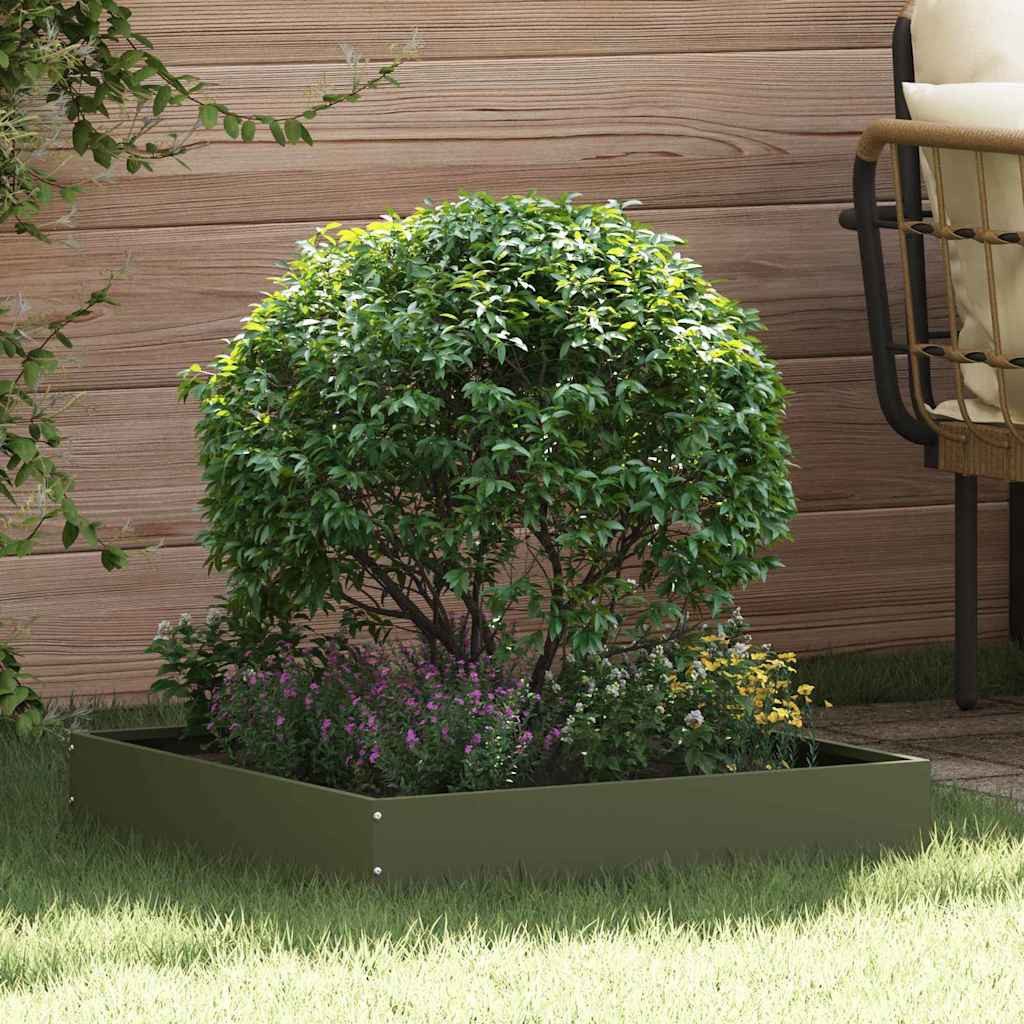 vidaXL Beetumrandung Raseneinfassung 6 Stk. 60 x 60 x 13 cm Stahl Olive Grün