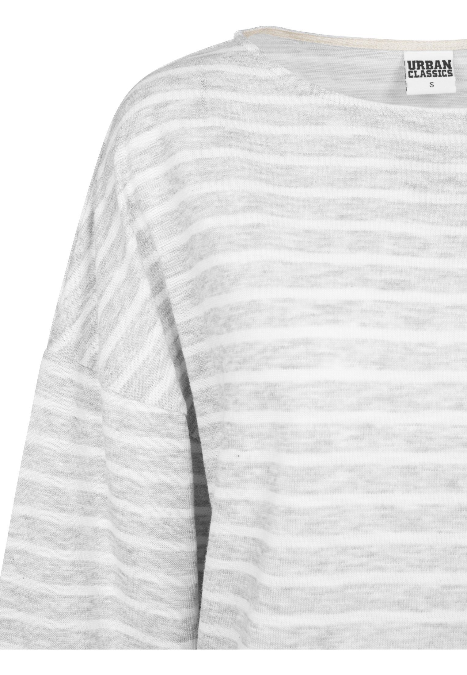 URBAN CLASSICS grey/white Damen (1-tlg) Ladies Pullover Oversize Stripe Sweater