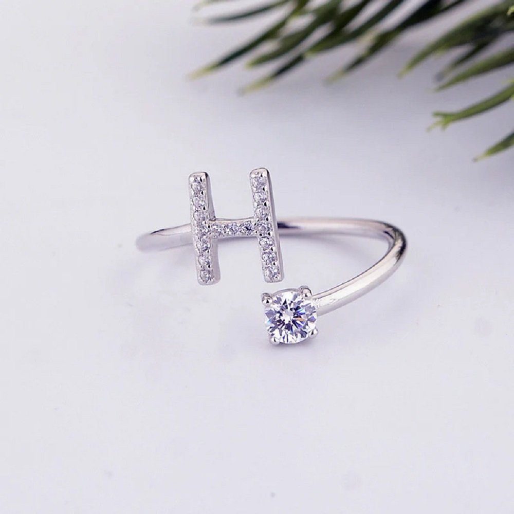 Eyecatcher Silberring Ring mit Buchstaben Zirkonia günstig online kaufen