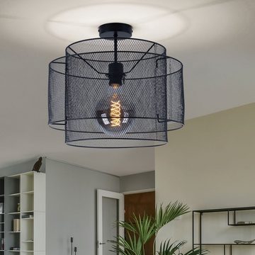 etc-shop Deckenstrahler, Leuchtmittel nicht inklusive, Deckenleuchte Metall Deckenlampe schwarz rund Esszimmer Käfig Lampe