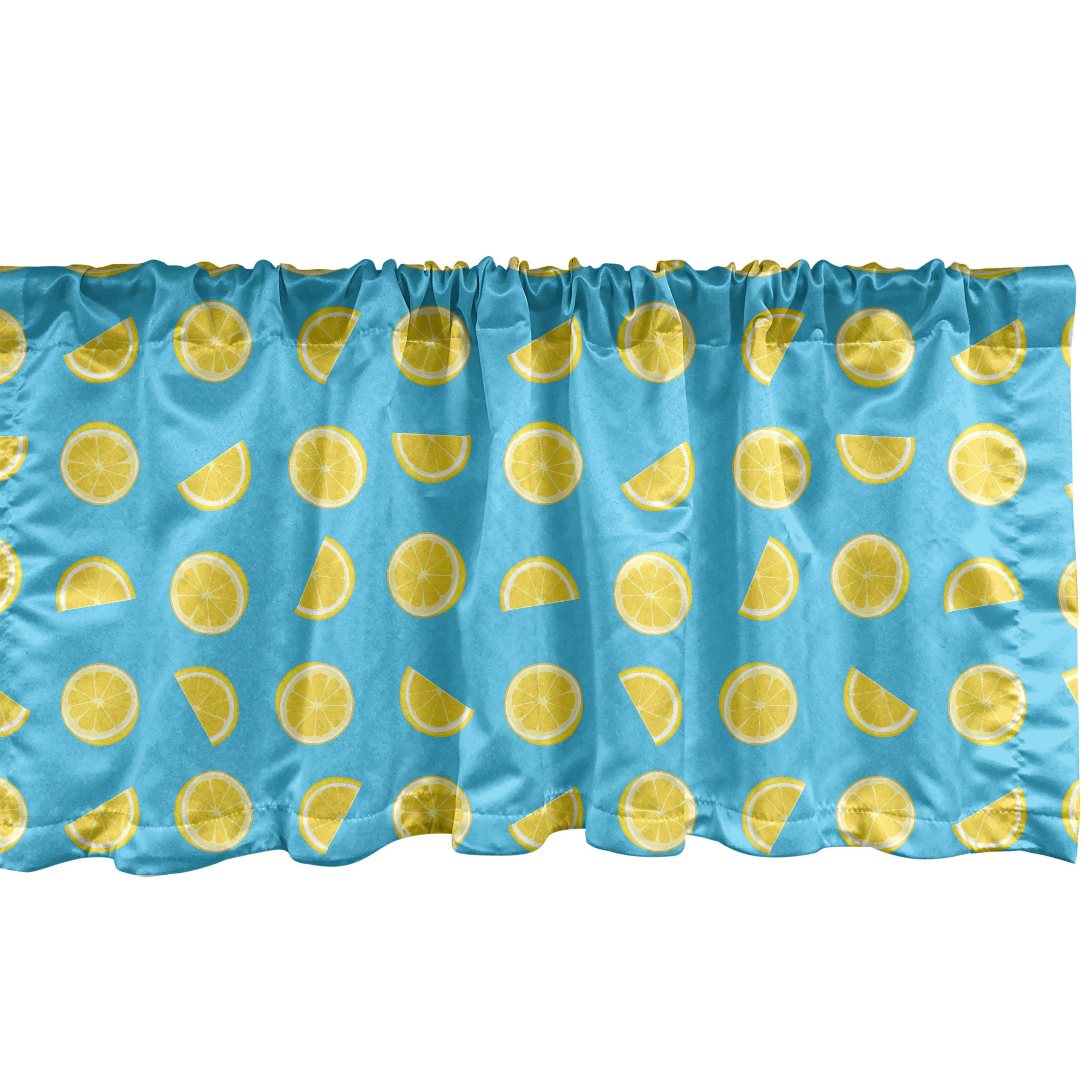 Scheibengardine Vorhang Volant für Küche Schlafzimmer Dekor mit Stangentasche, Abakuhaus, Microfaser, Zitrone Scheiben Sommer Sonne
