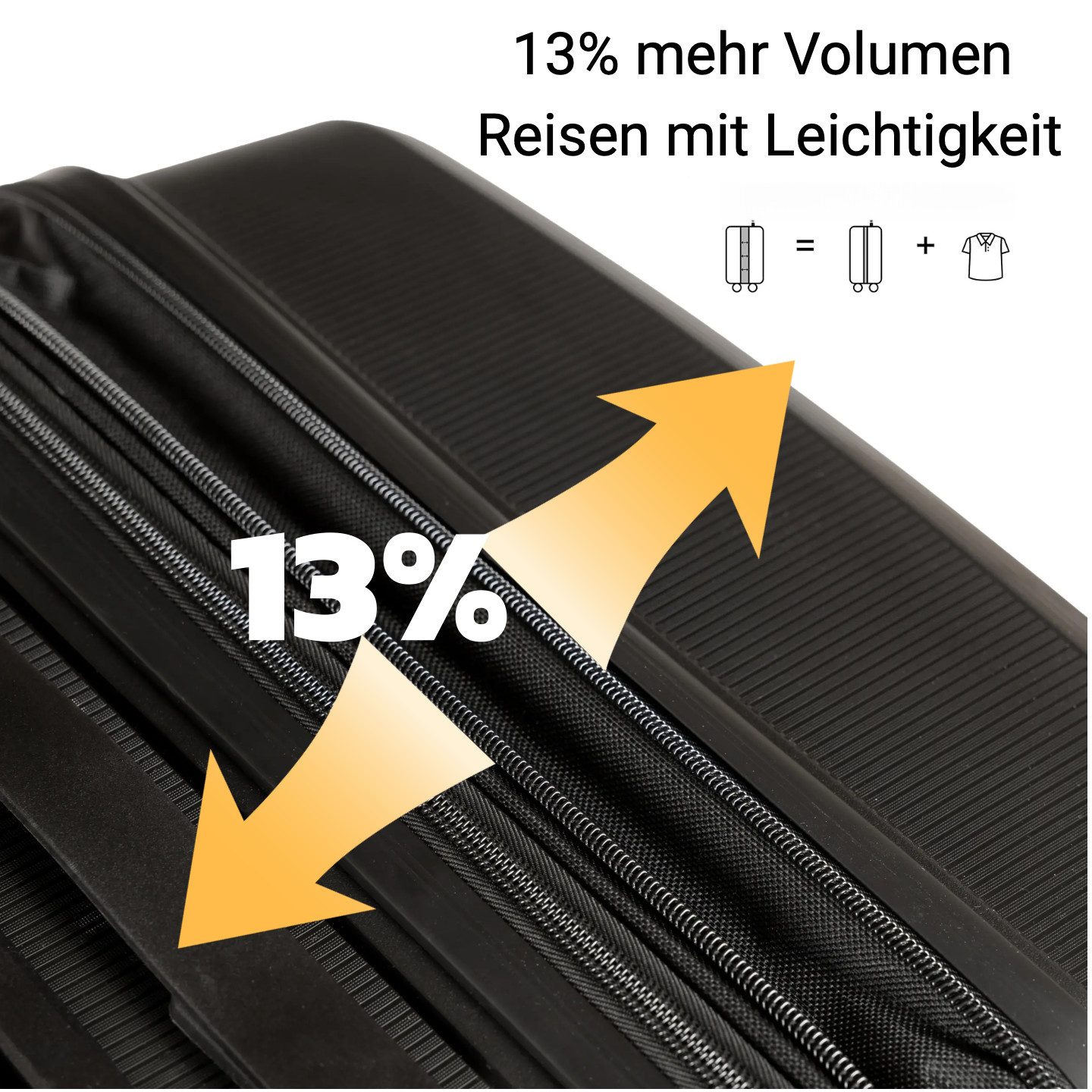 NEWCOM Hartschalen-Trolley Reisekoffer Erweiterbar, Hartschale Koffer mit TSA-Schloss, PP, 4 Rollen, 24 Zoll/L, Schwarz, ultraleichter & robuster Check-in Koffer