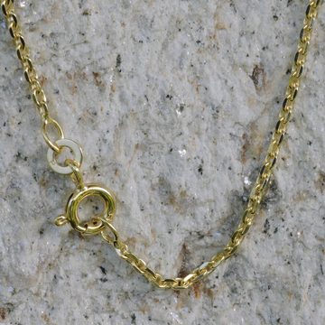 HOPLO Goldkette Ankerkette diamantiert Länge 42cm - Breite 1,9mm - 585-14 Karat Gold, Made in Germany