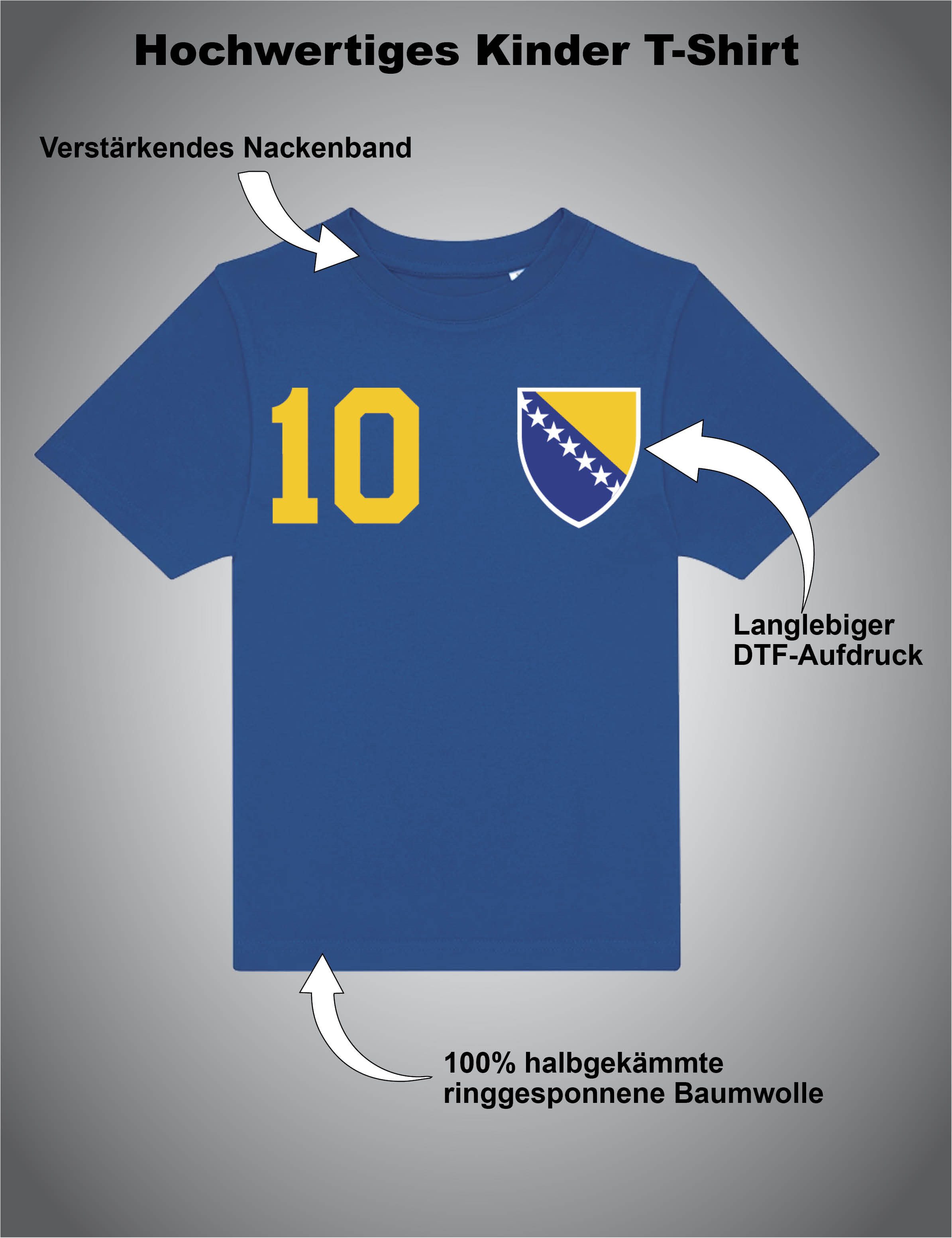 Youth Designz T-Shirt Bosnia Bosnien Kinder T-Shirt im Fußball Trikot Look mit trendigem Logo Jungen und Mädchen
