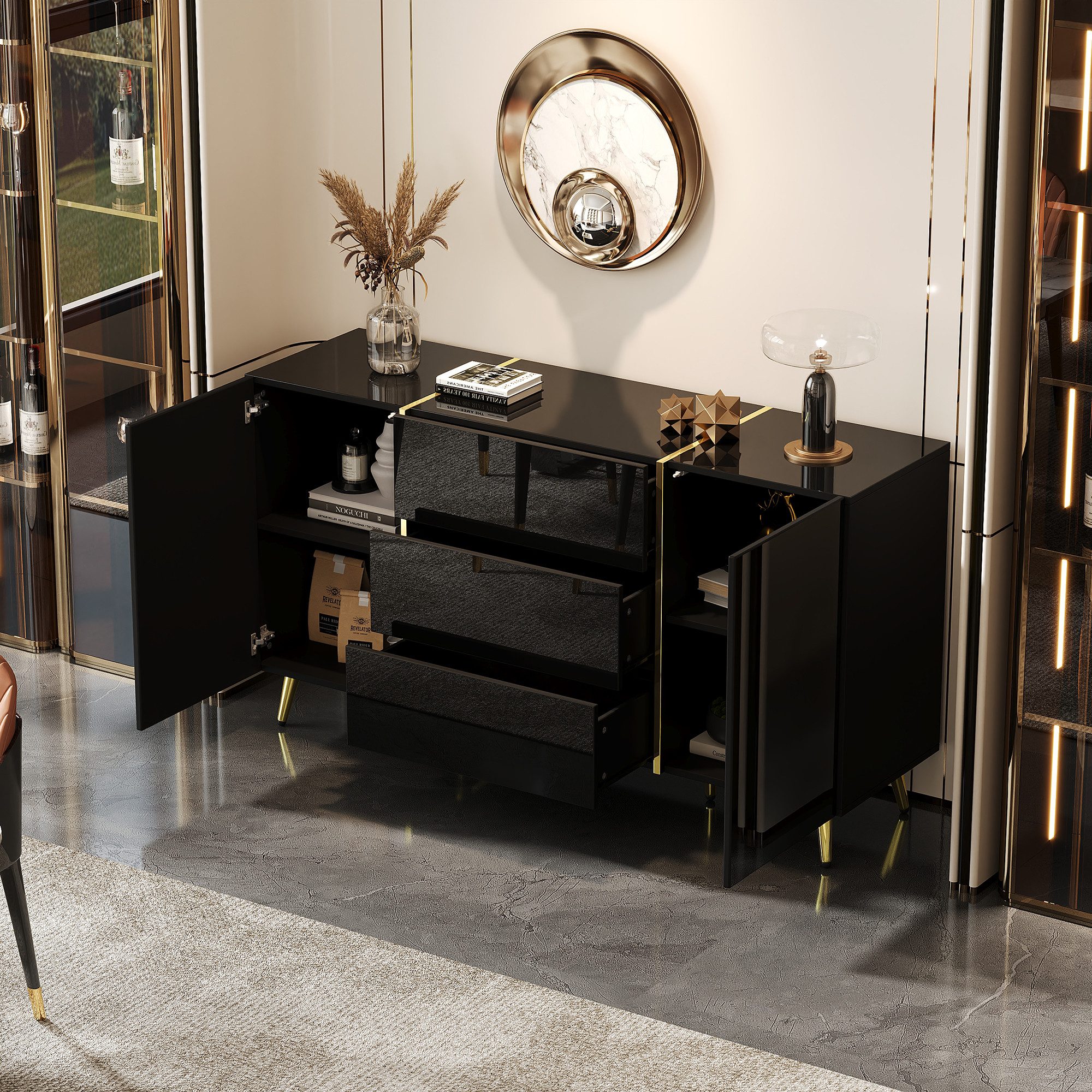 HAUSS SPOLE Sideboard Hochglanzschrank mit 2 günstig online kaufen