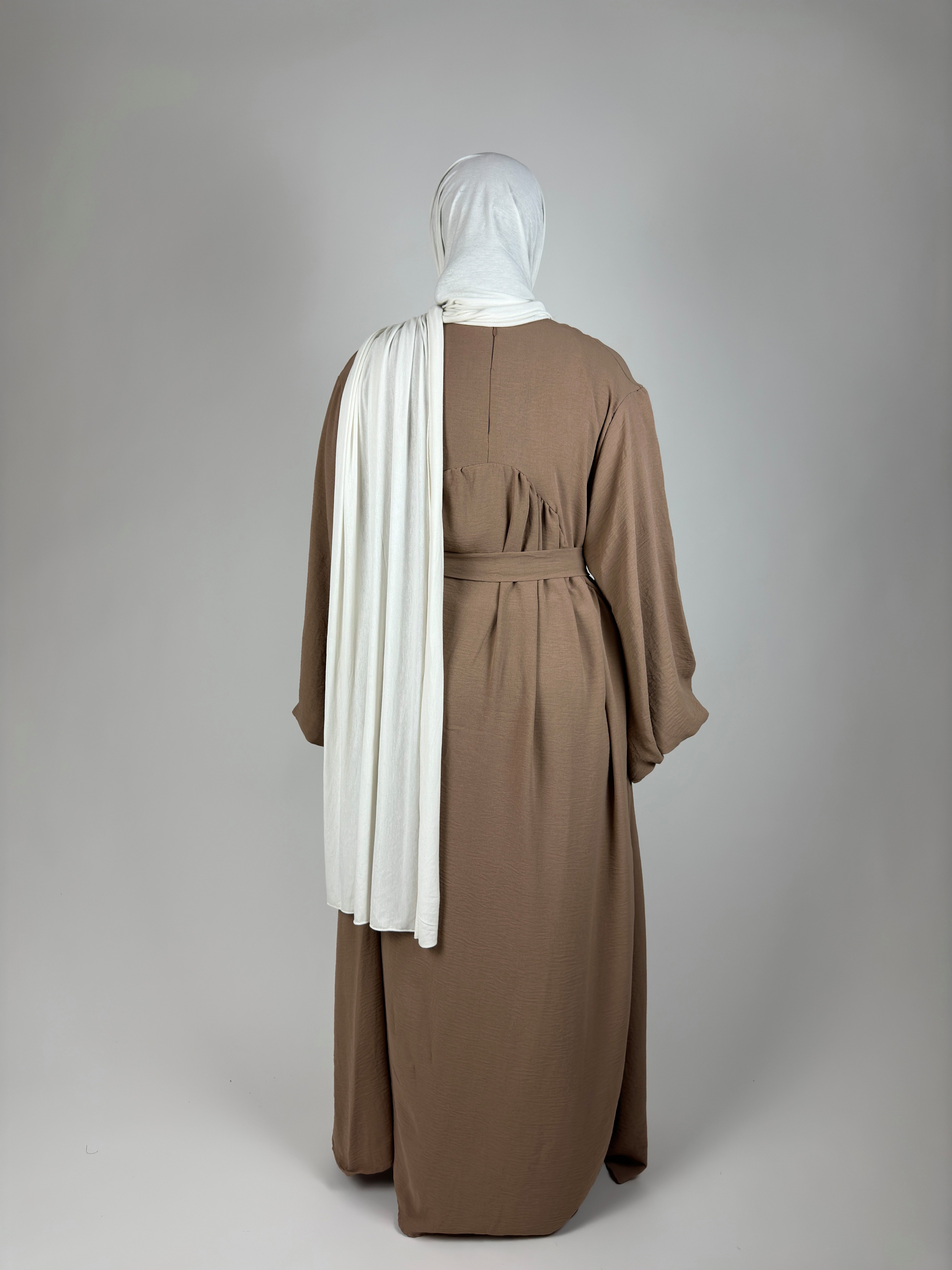 Kleidung Islam Nour Aymasal Kaftan Maxikleid braun Gebetskleidung Abaya Islamische Ballonkleid