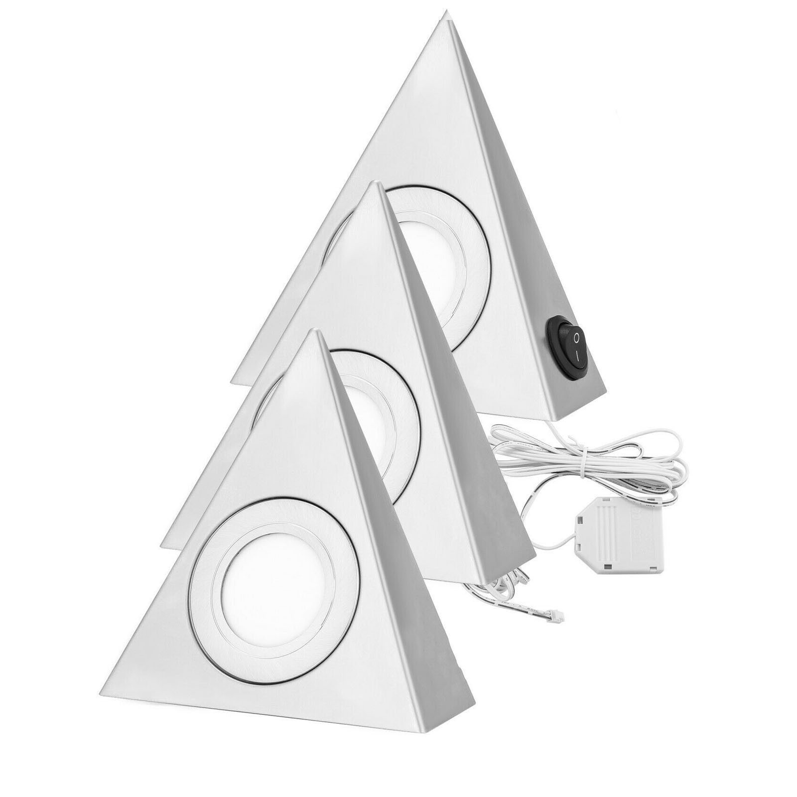 oyajia LED Unterbauleuchte Edelstahl Dreieck Lampe Einbaustrahler Küchenbeleuchtung Schranklicht, LED fest integriert, Kaltweiß, Einbaustrahler Vitrinenleuchten Möbelleuchte