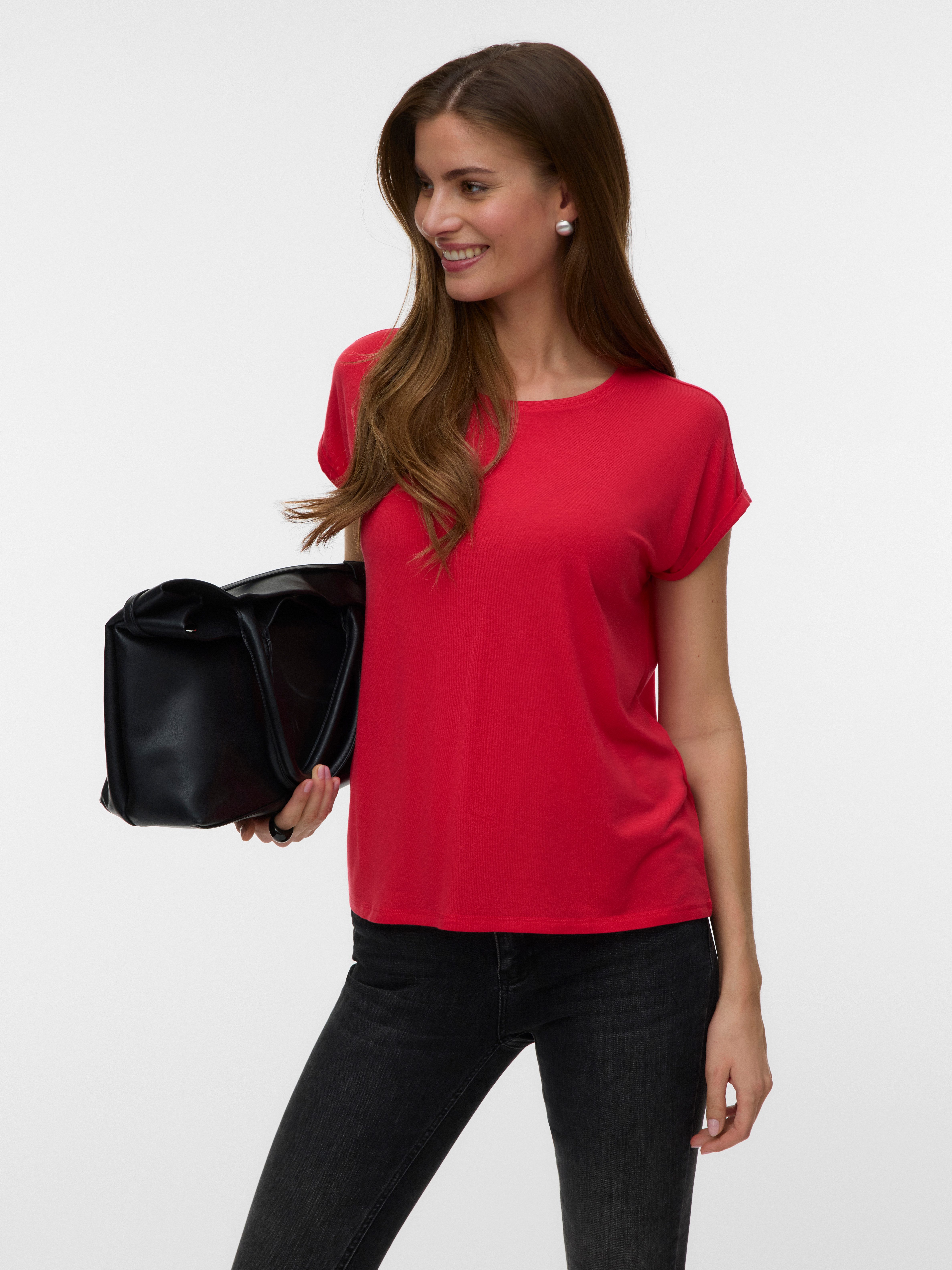 Vero Moda T-Shirt VMAVA PLAIN SS TOP JRS NOOS Materialmix, regular fit