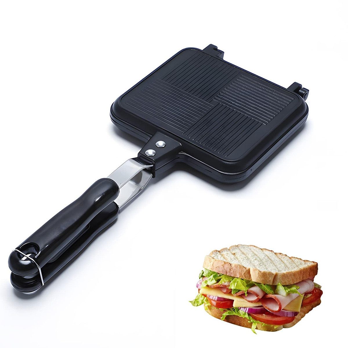 Novzep Sandwichzange Toasted Sandwich Maker,Antihaft gegrilltes Sandwich Panini Maker, 5,5 Zoll, Für alle Herdplatten,für die Innen und Außenküche zu Hause