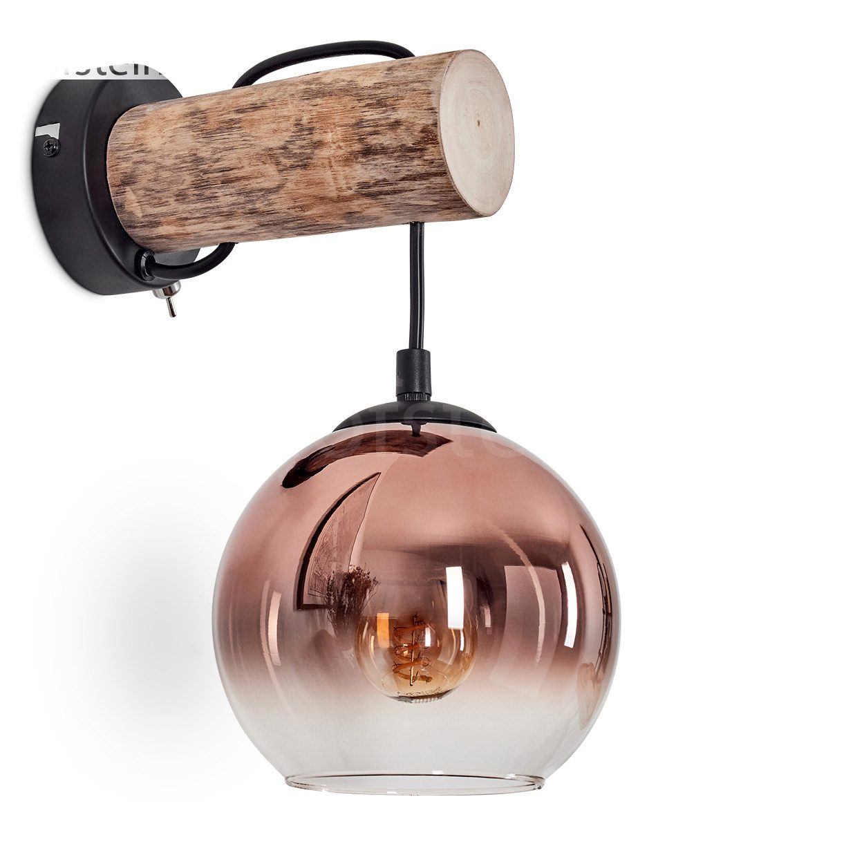 hofstein Wandleuchte Wandlampe aus Holz/Metall/Glas in günstig online kaufen