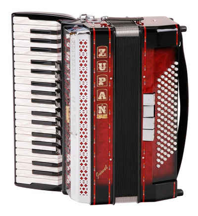 Zupan Piano-Akkordeon IV 96/M Akkordeon - 96 Bassknöpfe, 38 Diskanttasten, 4-chörig, Musette-Register, Holztastatur und Perlmuttauflage