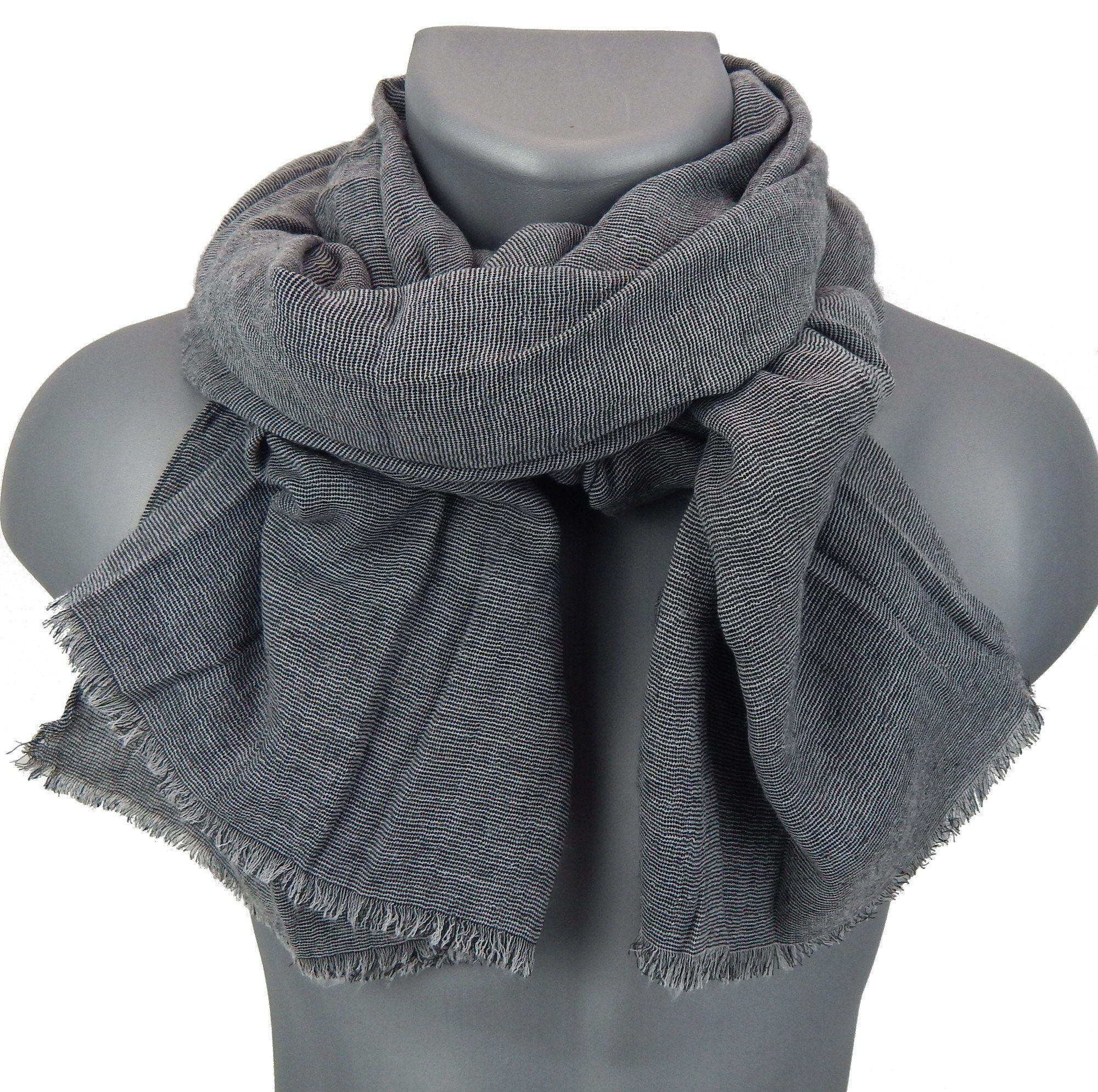 Ella Jonte Modeschal, grau mit feinen Streifen breiter weicher edler Schal günstig online kaufen