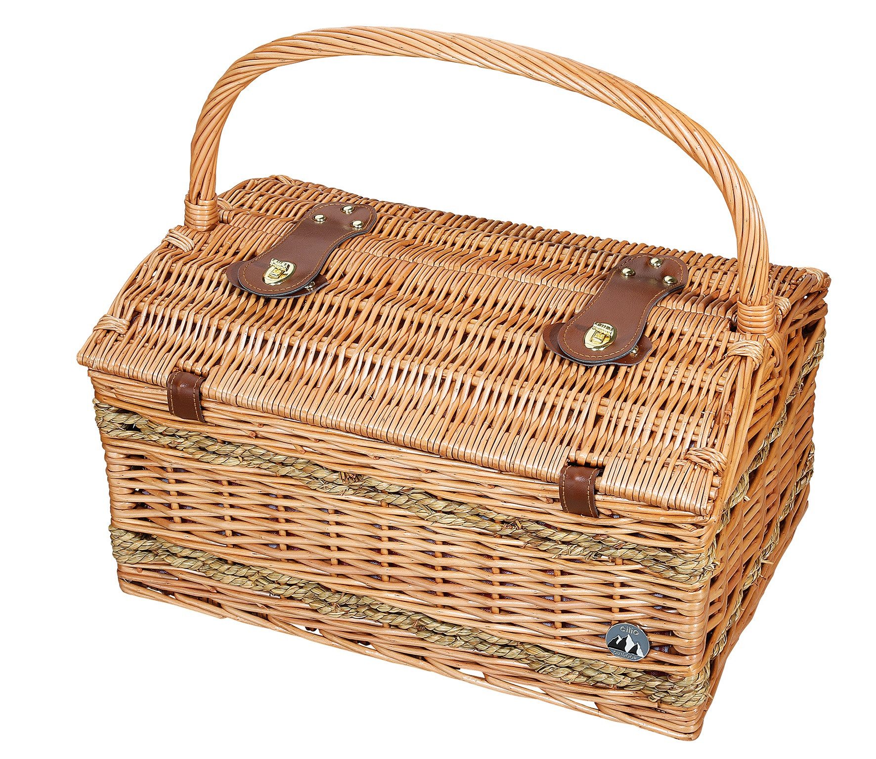 Cilio Picknickkorb Picknickkorb für 4 Personen Kühlfach Teller Gläser Besteck Cilio