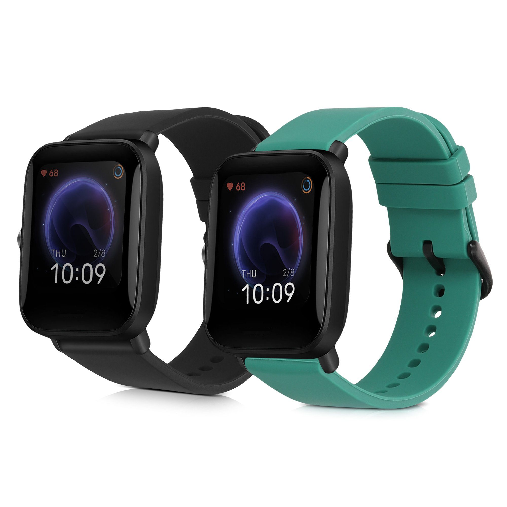 kwmobile 2x Uhrenarmband für Huami Amazfit Bip U / Bip U pro Armband Smartwatch, 2-tlg., Fitnesstracker Band Set aus TPU Silikon - Ersatzarmband Smartwatch