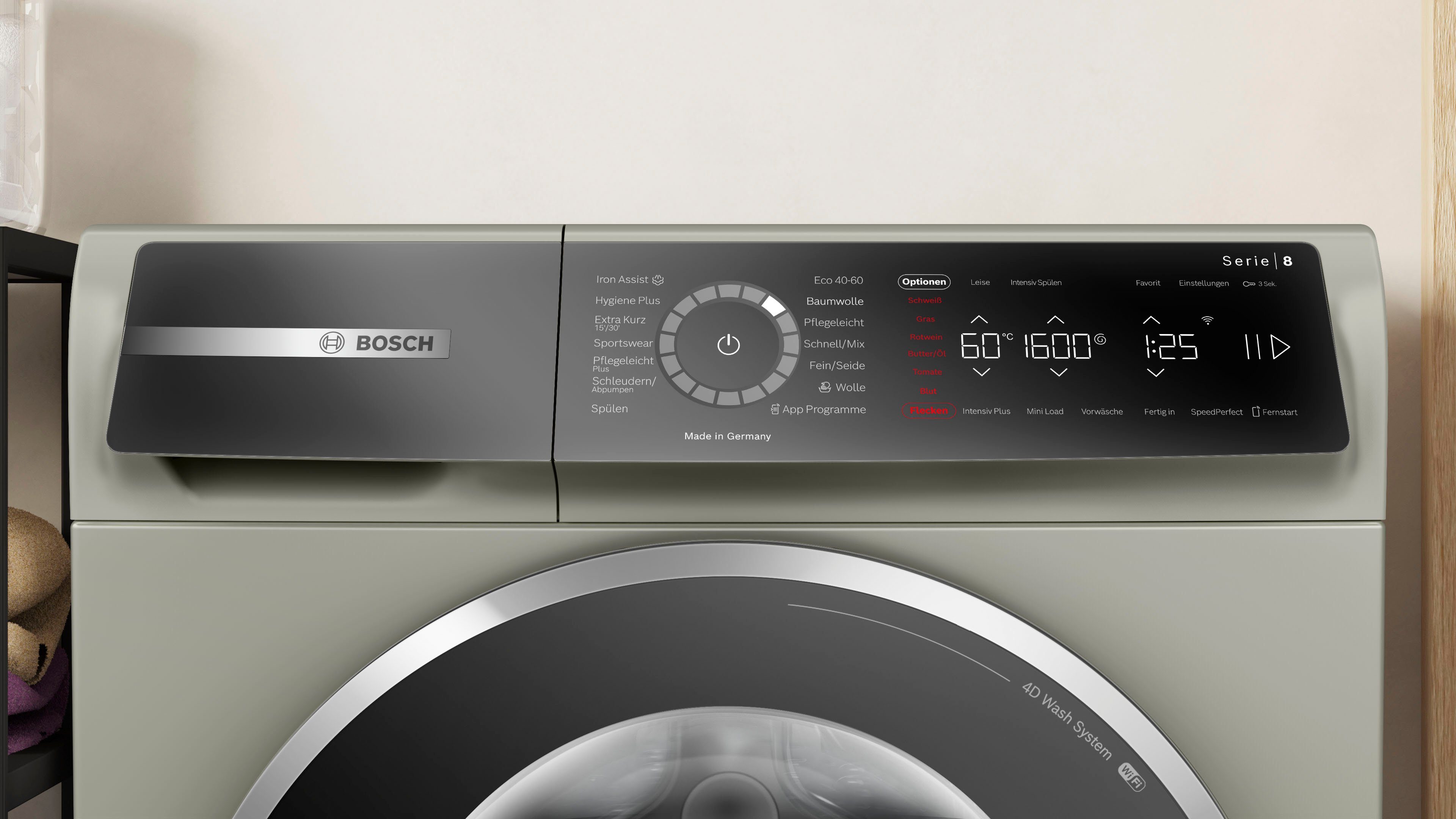 Assist kg, der Serie dank Waschmaschine % 1600 50 8 Falten BOSCH U/min, Dampf reduziert Iron WGB2560X0, 10