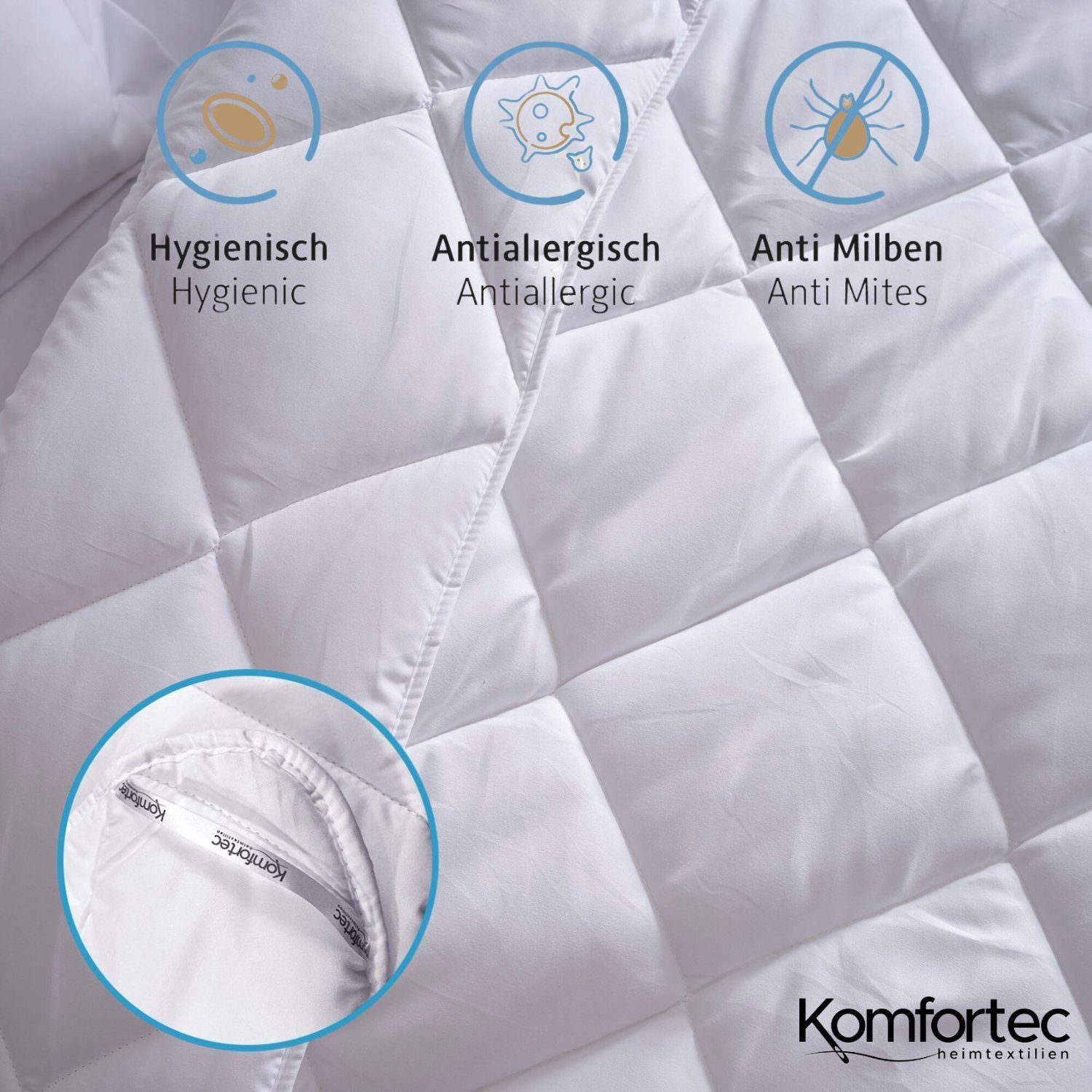 Komfortec Kunstfaserbettdecke,Bettdecken für Sommer und Winter, Ganzjahresdecke, Füllung: Polyester, Bezug: Mikrofaser, 135x200 cm, 155x220 cm und weiteren Größen, allergiker geeignet