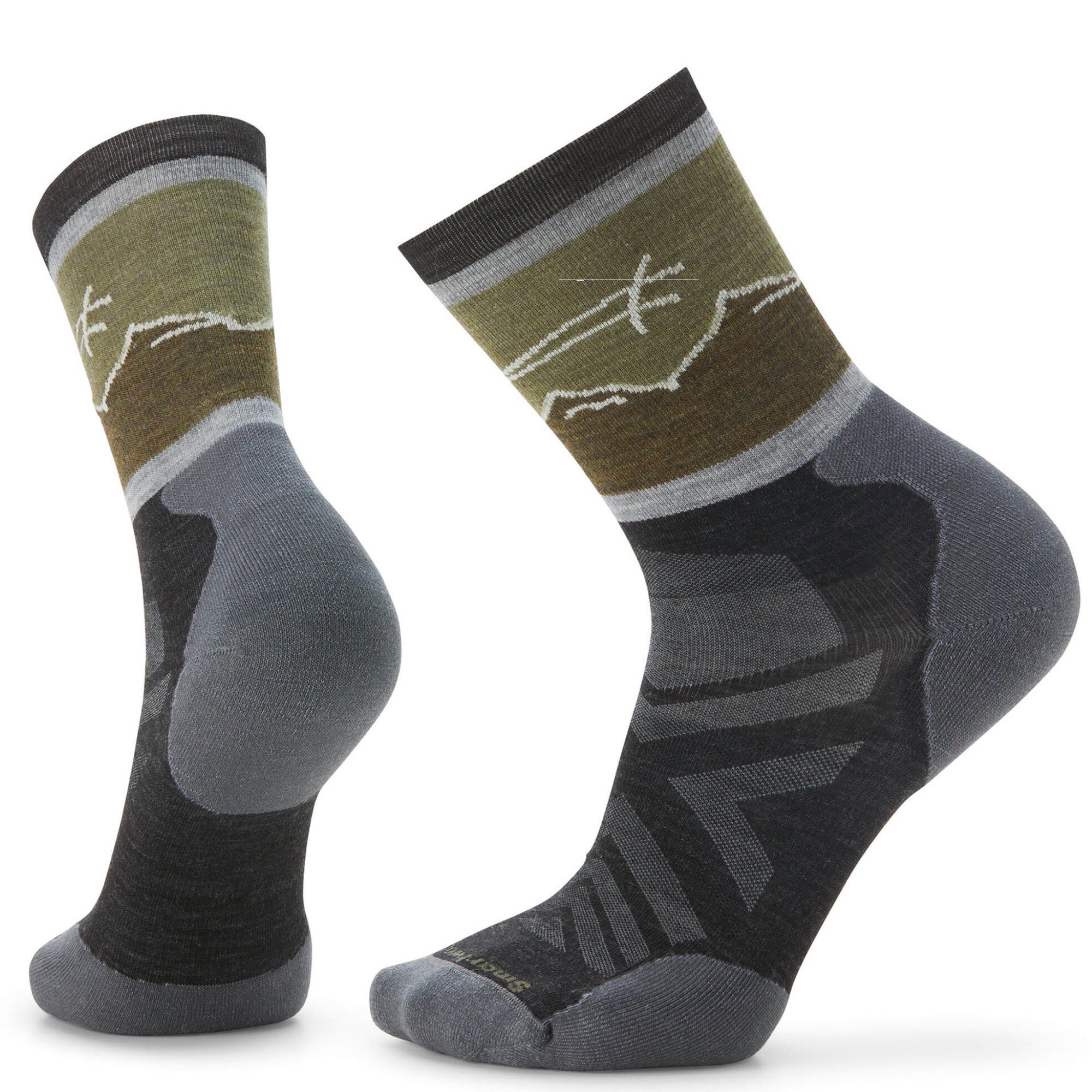 Smartwool Wandersocken Athlete Edition Approach Crew Socken - Herren Grau/Schwarz/Blau | Wandersocken