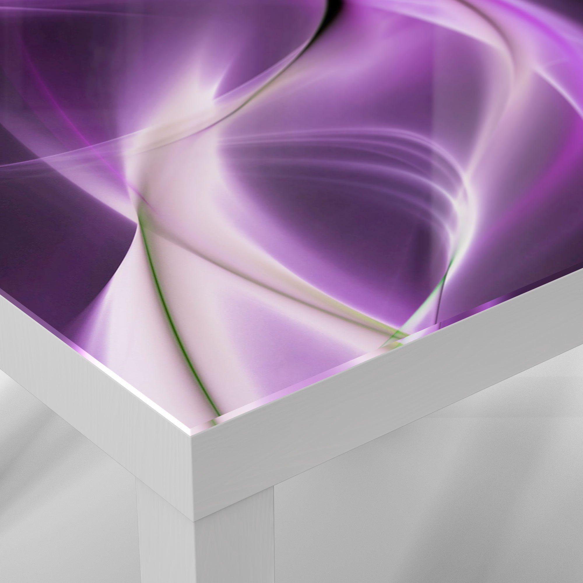 DEQORI Couchtisch 'Ultraviolettes Lichtspiel', Glas Beistelltisch Glastisch Weiß modern