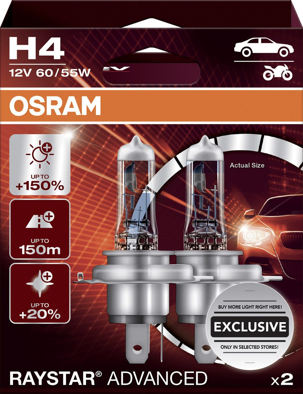 Osram KFZ-Ersatzleuchte Osram Scheinwerferlampe H4 Raystar Advanced 2.0 2