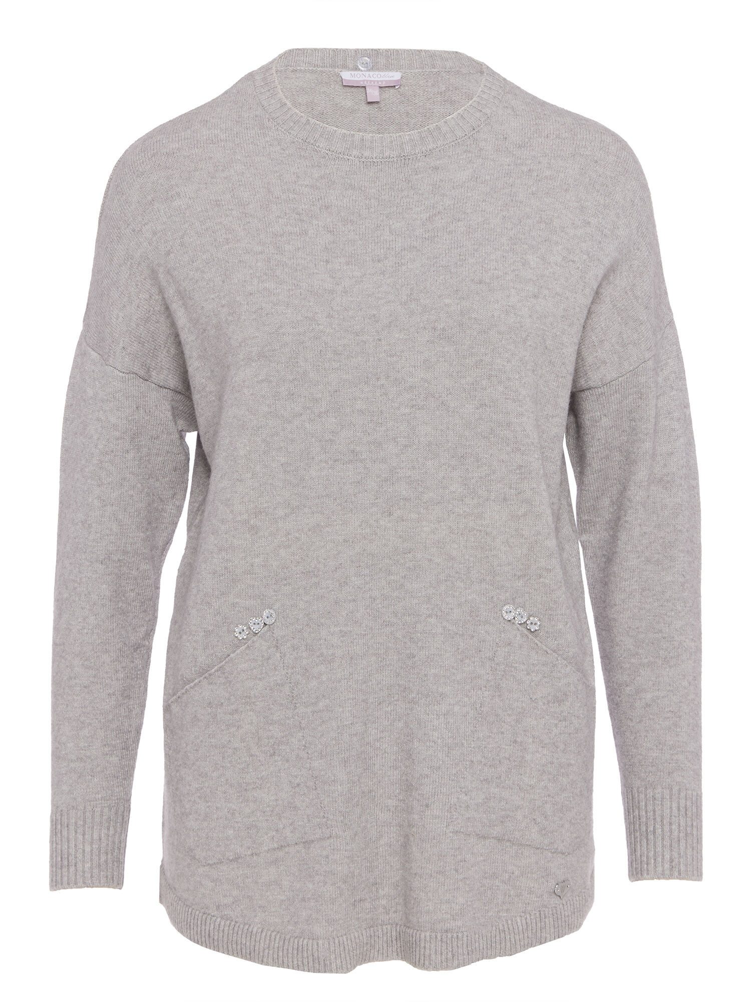 MONACO blue WEEKEND Longpullover Longshirt Figurumspielend (2-tlg) mit Schal