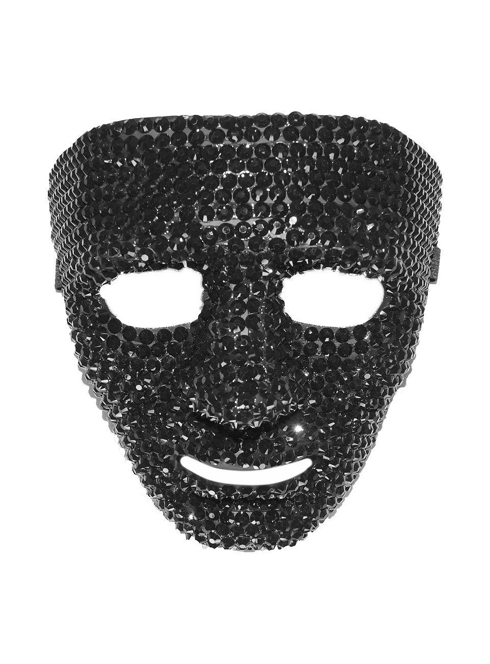 Metamorph Verkleidungsmaske Schwarzes Glitzerphantom Maske, Starre Halbmaske mit schwarzen Glitzersteinen