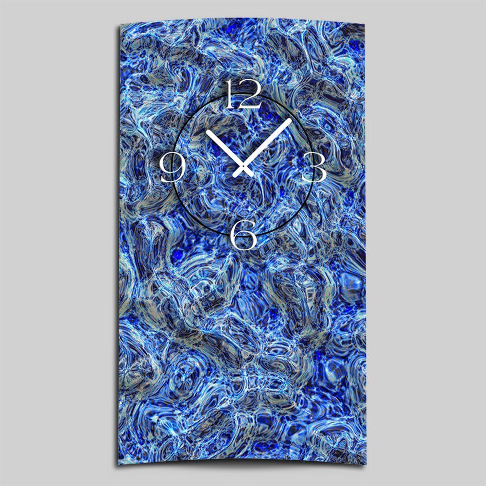 modernes blau Designer Abstrakt Wanduhr (Einzigartige 3D-Optik dixtime Wanduhr 4mm aus Alu-Dibond) Wanduhren Design marmoriert