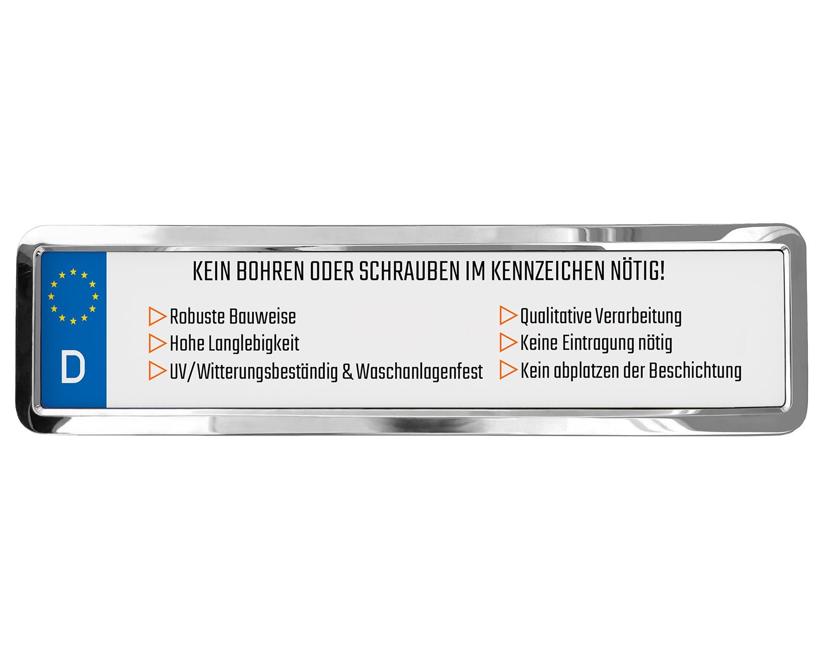 L & P Car Design Kennzeichenhalter für Auto 100% Glanz poliert INOX Edelstahl Nummerschild, (2 Stück)