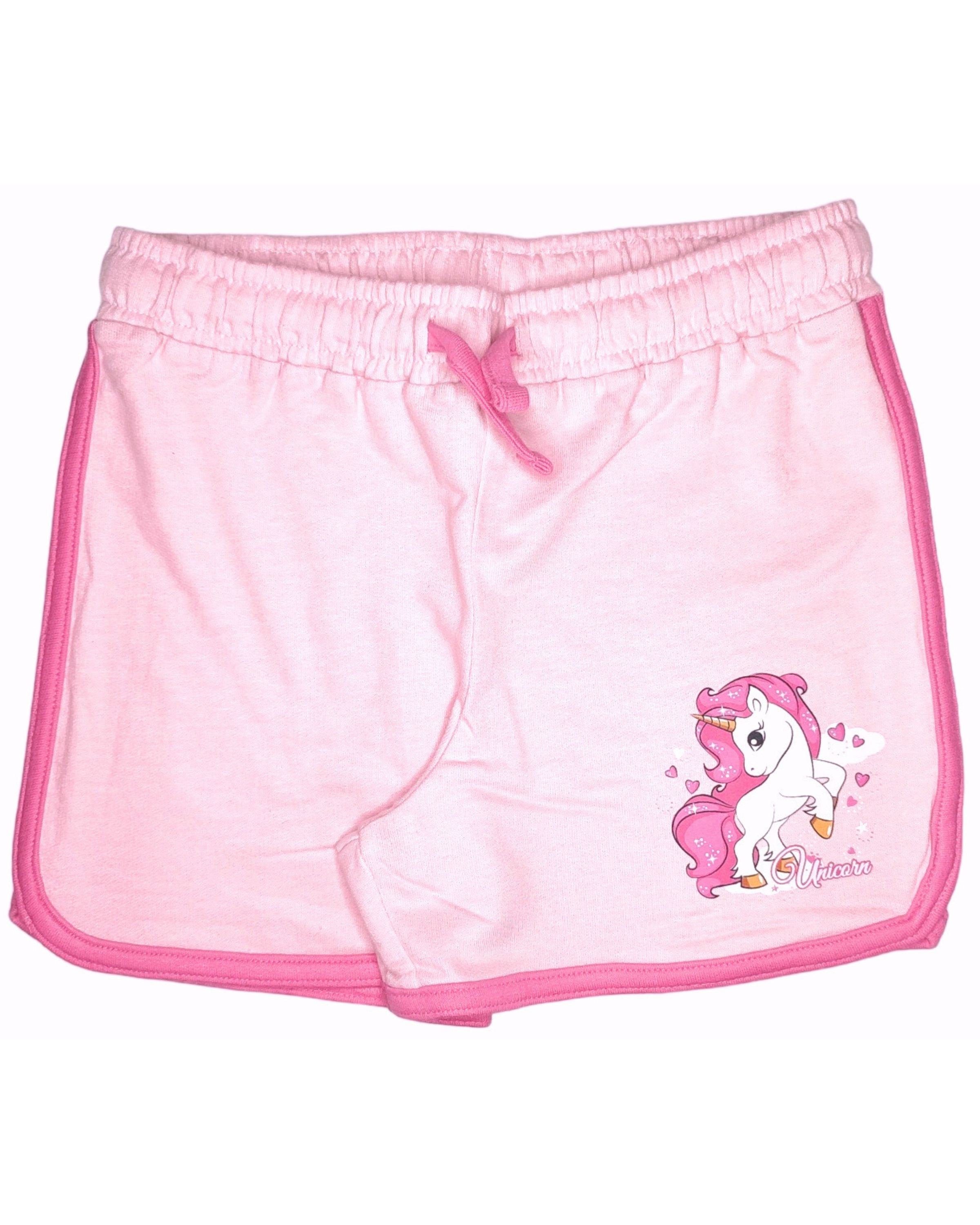 United Essentials Shorts Einhorn Mädchen kurze Hose aus Baumwolle Gr. 98 - 128 cm Rosa
