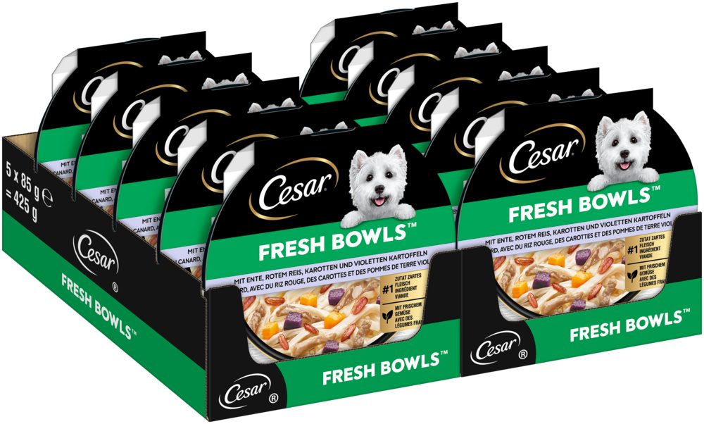 Cesar CESAR® Fresh Bowls mit Ente 2 x 5 x 85g, Nassfutter für: Hunde